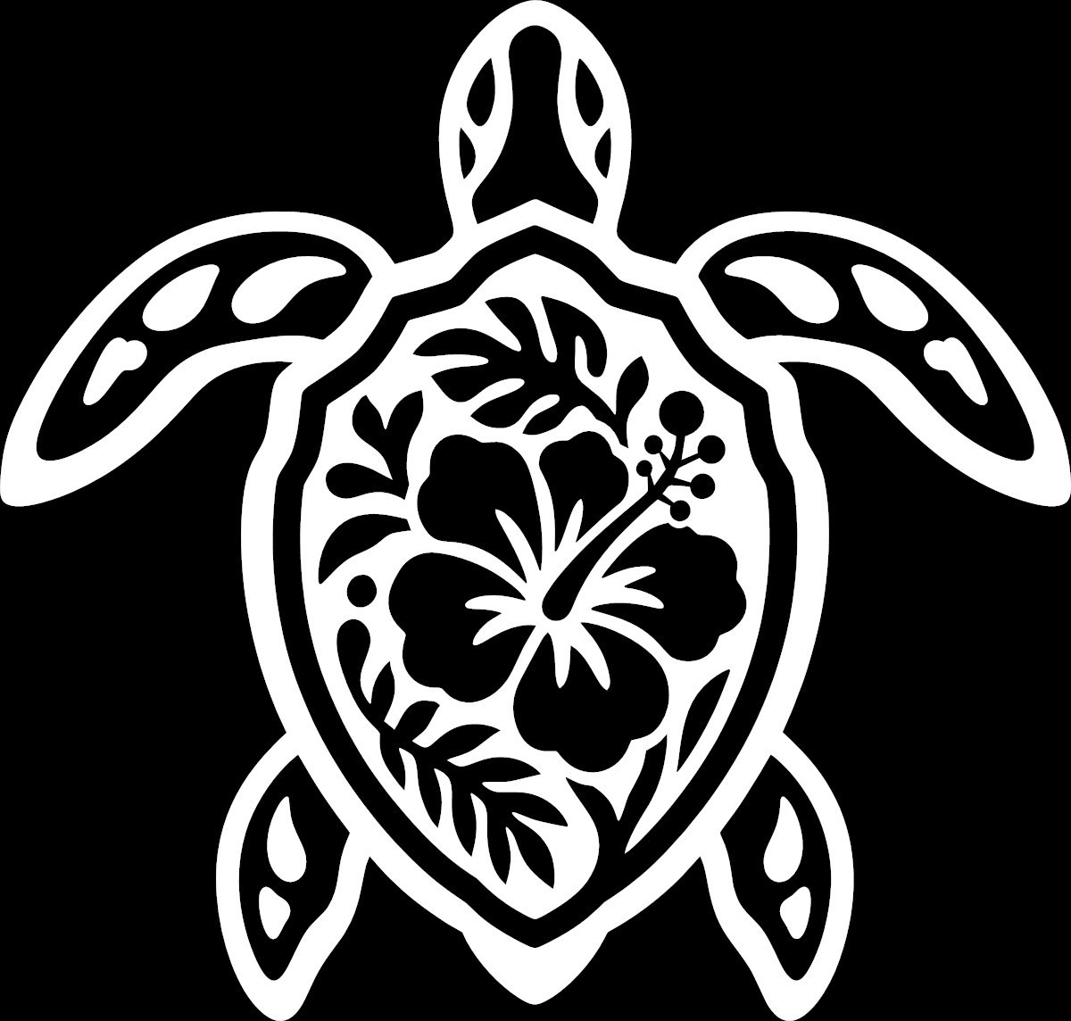 Hawaiian Sea Turtle Floral Vinyl Decal | Cute Vinyl Sticker for Car, Truck, SUV