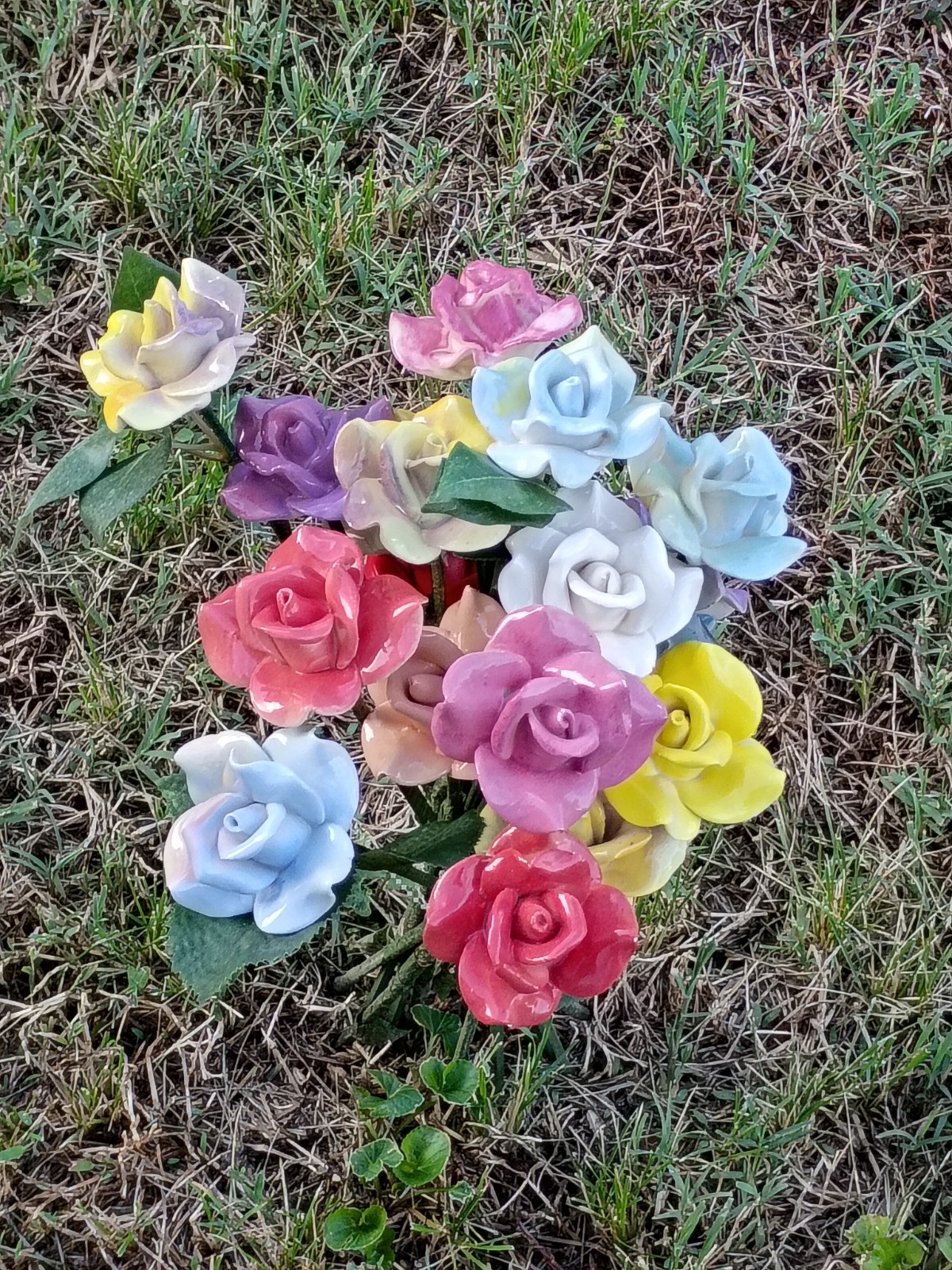 Stemmed Porcelain Flower Ceramic Decorative Floral Rose One (1) Flower
