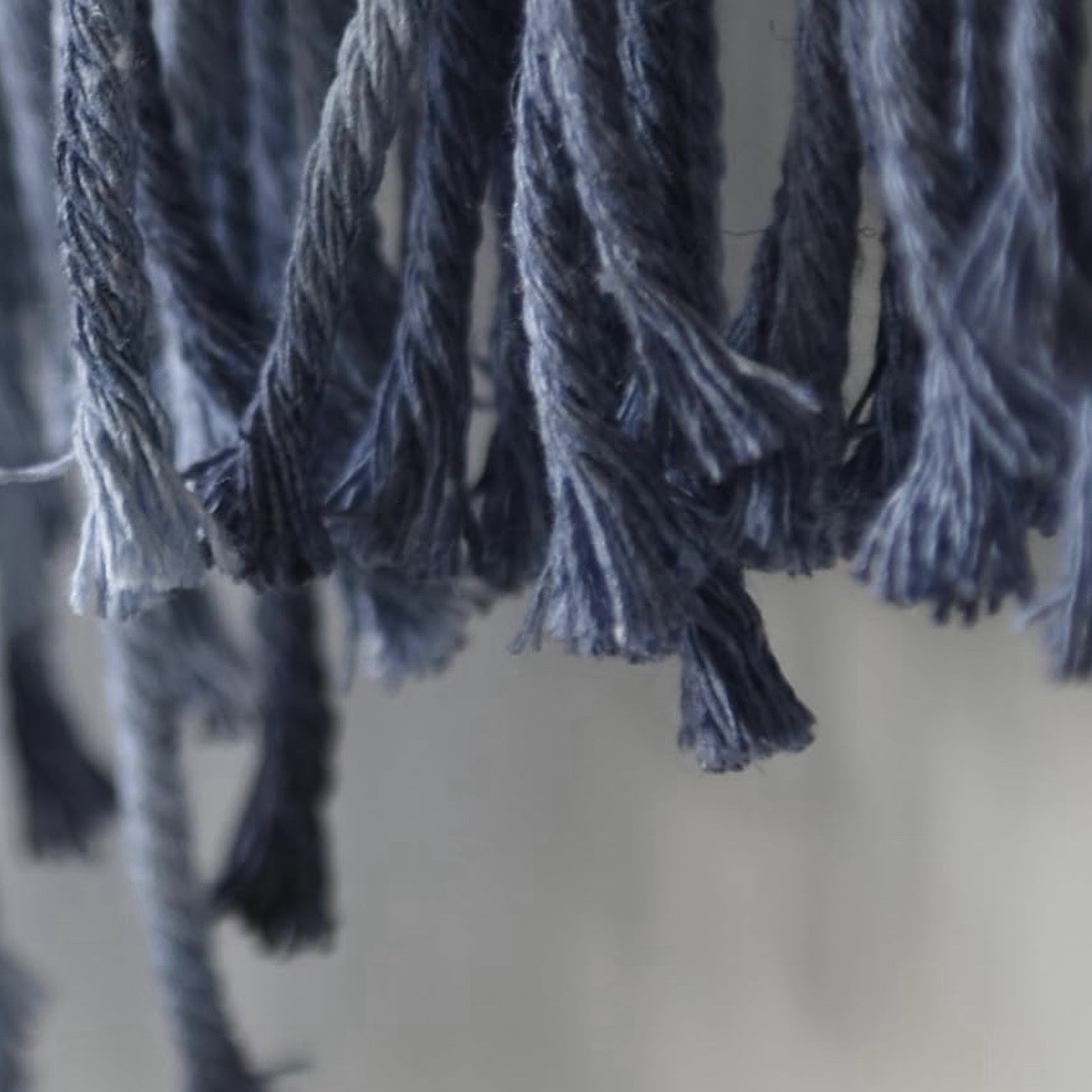NEW Anthropologie XL Blue Dip Dyed Boho Tapestry Macrame Wall Hanging Art 57×40