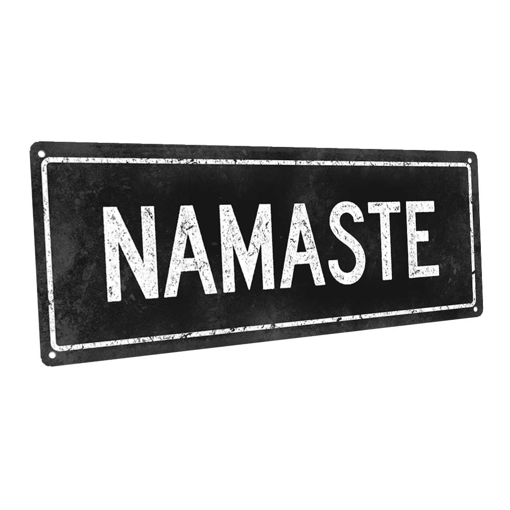 Black Namaste Metal Sign; Wall Decor for Office or Meeting Room