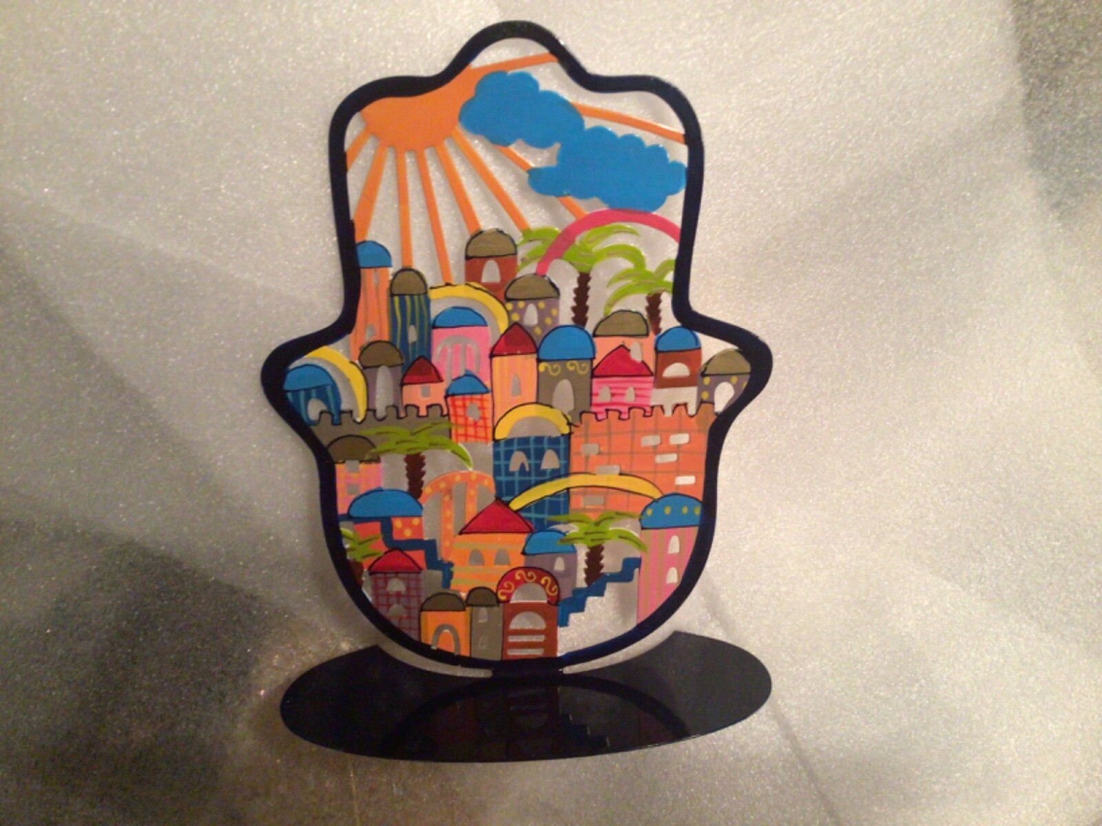 Hamsa Stand – Jerusalem – Judaica Art Home Gift – Made in Israel