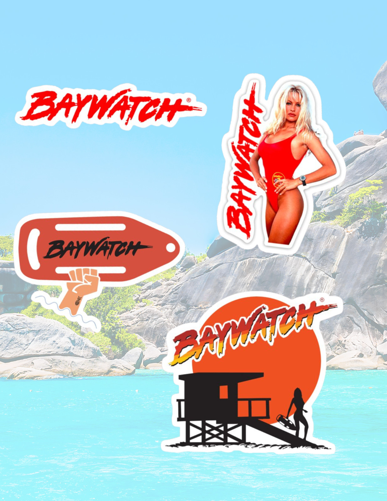 Baywatch 90’s TV 4pc Stickers Pack