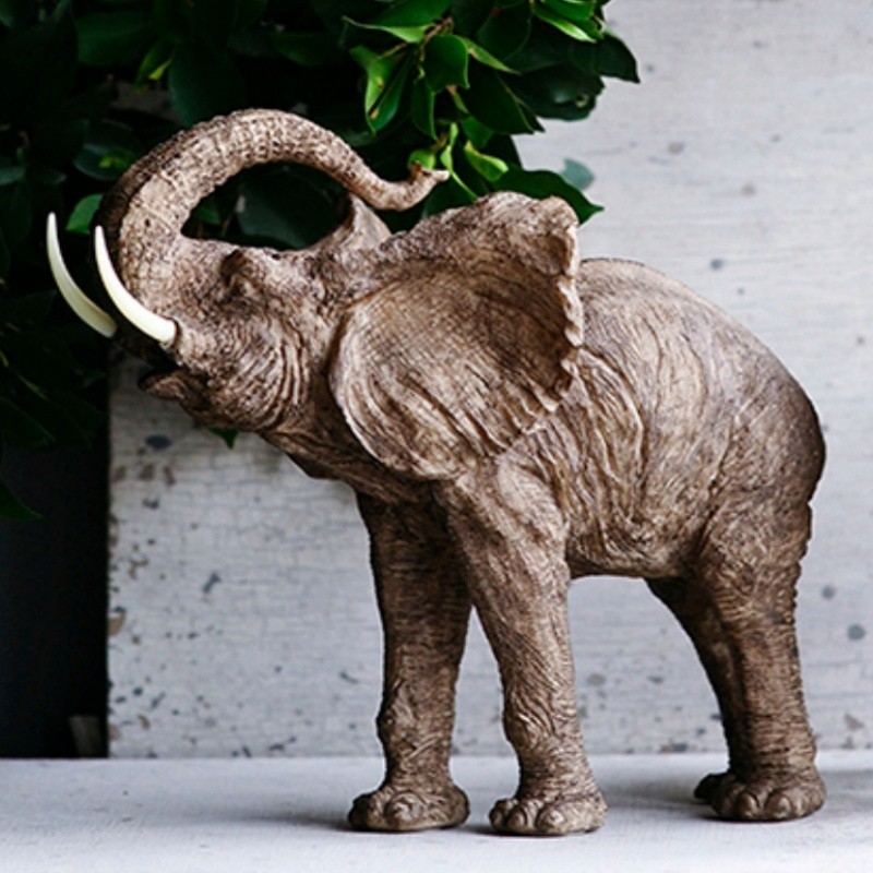 Trumpeting Elephant Figurine, Office Any Room Desk Decor Polyresin 15“x8”x12″