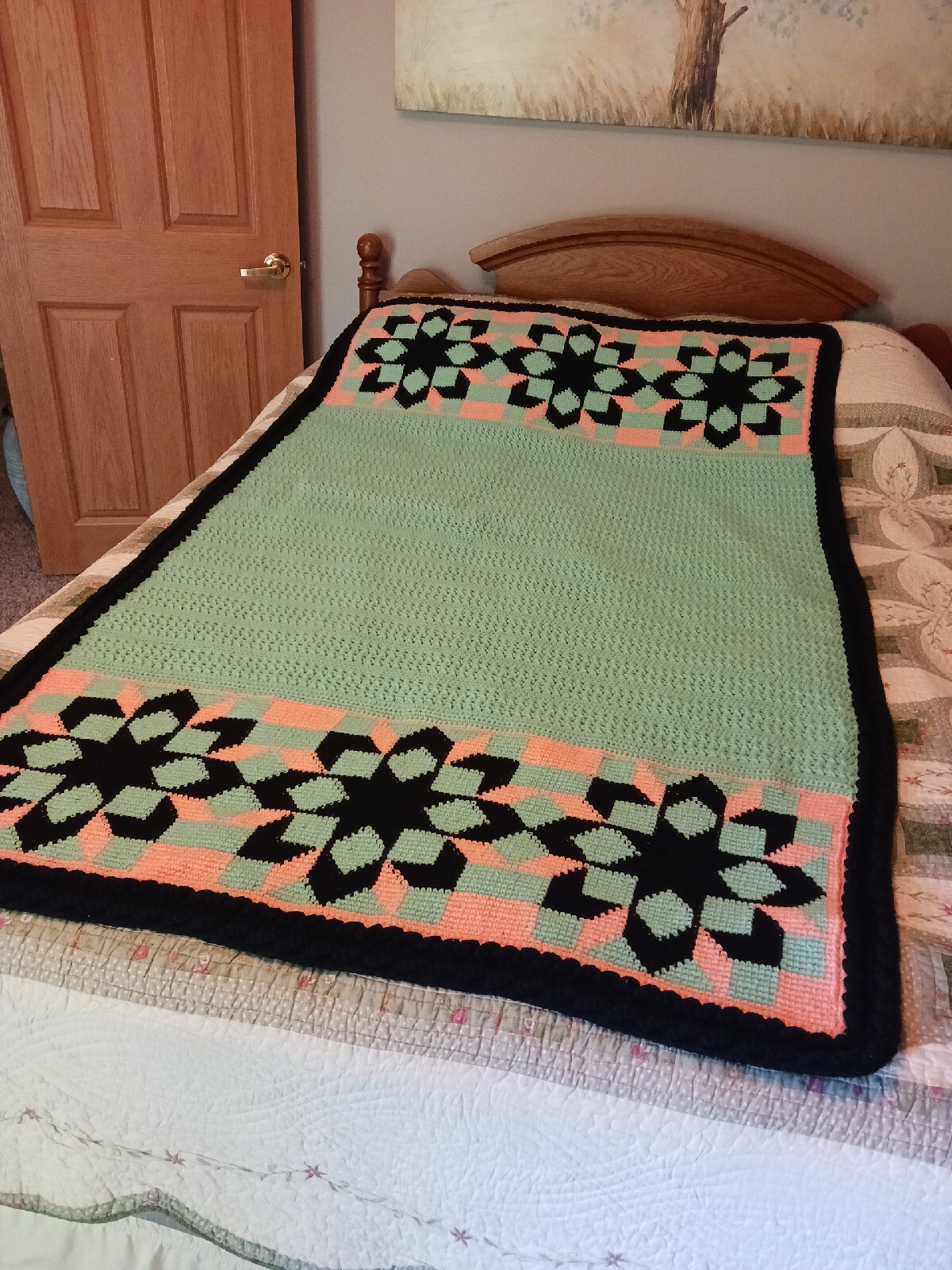 afghan blanket Hand Crocheted 72 X 43