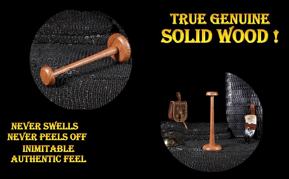 Wooden Helmet Stand for Medieval Head Armor Display Brown Wood Hat Stand Natural