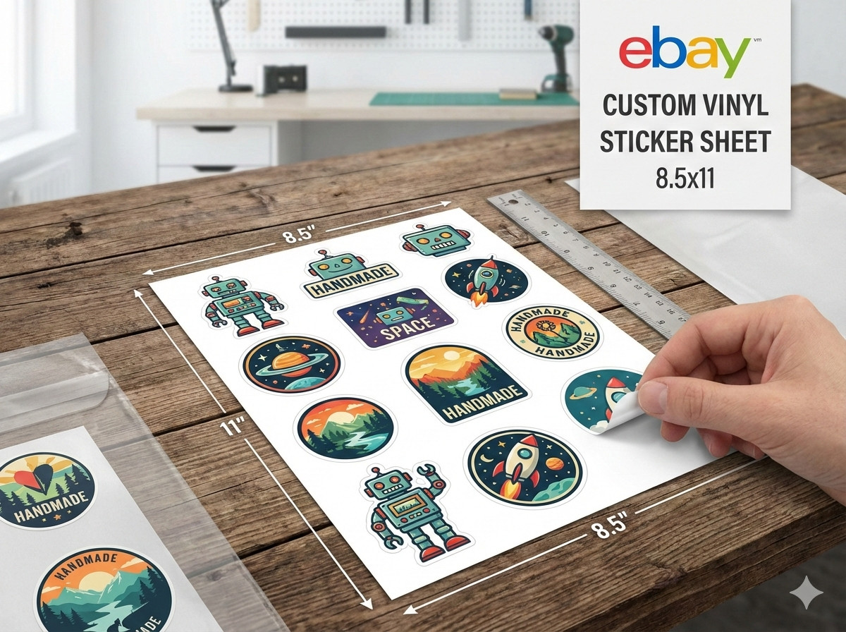 Custom Vinyl Sticker Sheet 8.5 x 11″ Logo Decals Matte Glossy Professional Print