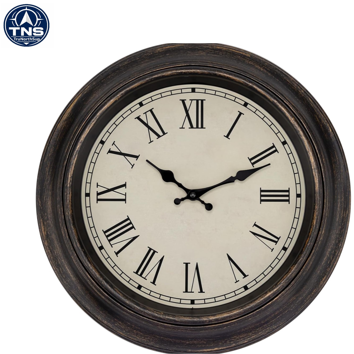 Large 18 Inch Bronze Wall Clock Retro Vintage Silent Non Ticking Battery Oper…
