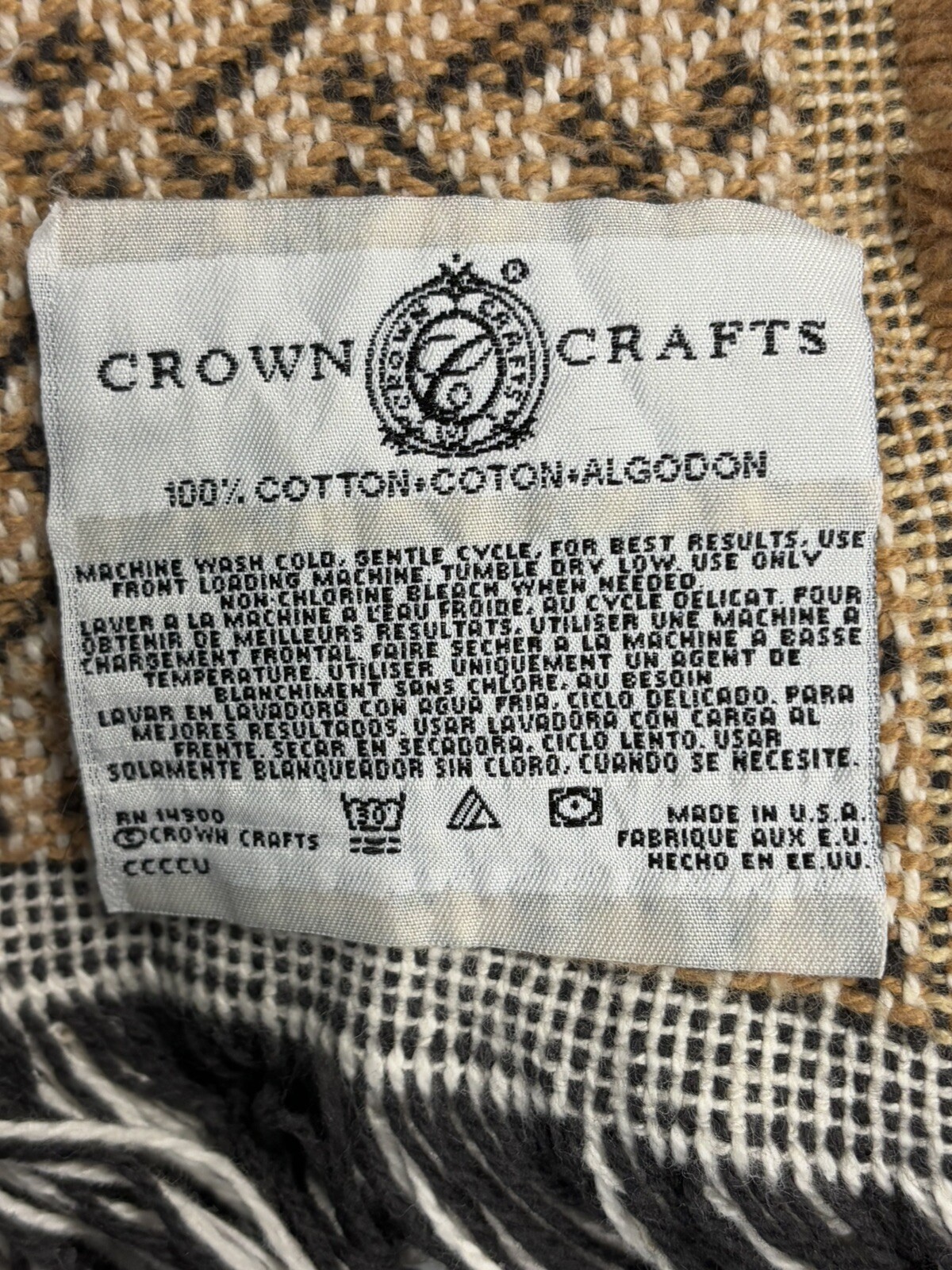 Vintage Crown Crafts Fringed Throw Blanket~Garden Harvest Basket Tapestry~44×55