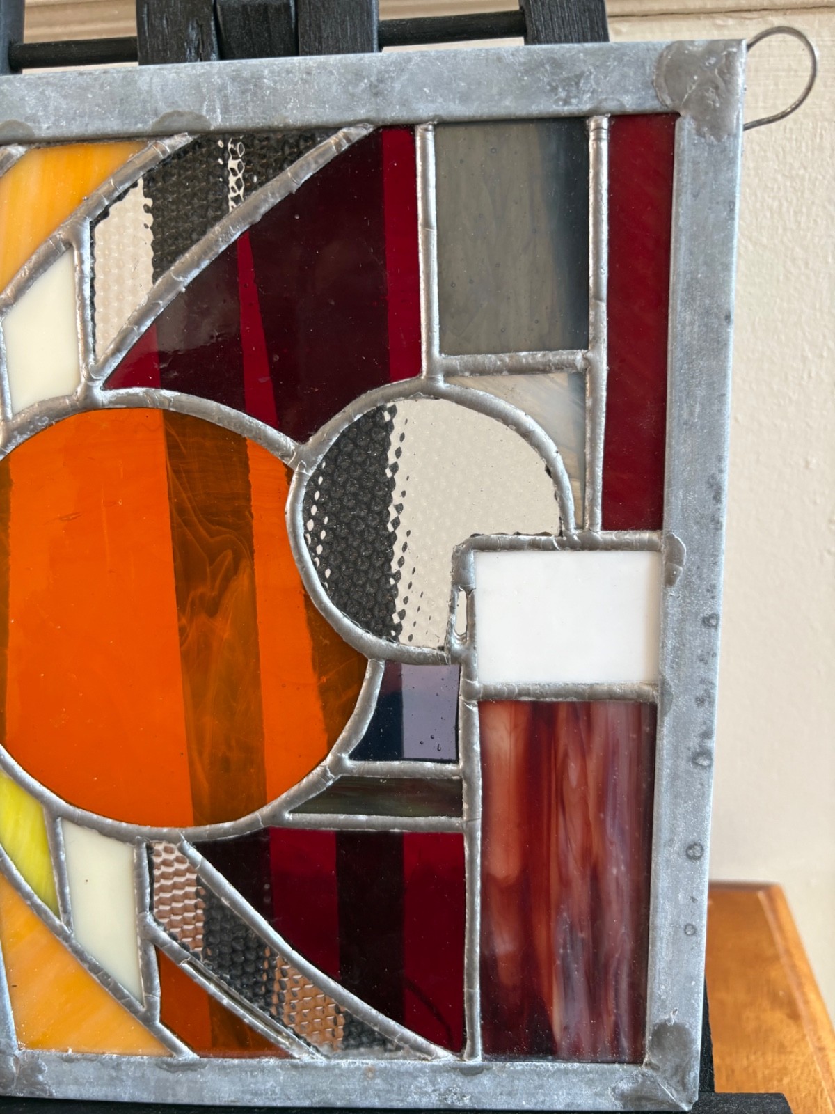 Vintage Hand Made Art Deco Abstract Stained Glass Sun Catcher | 8×10″