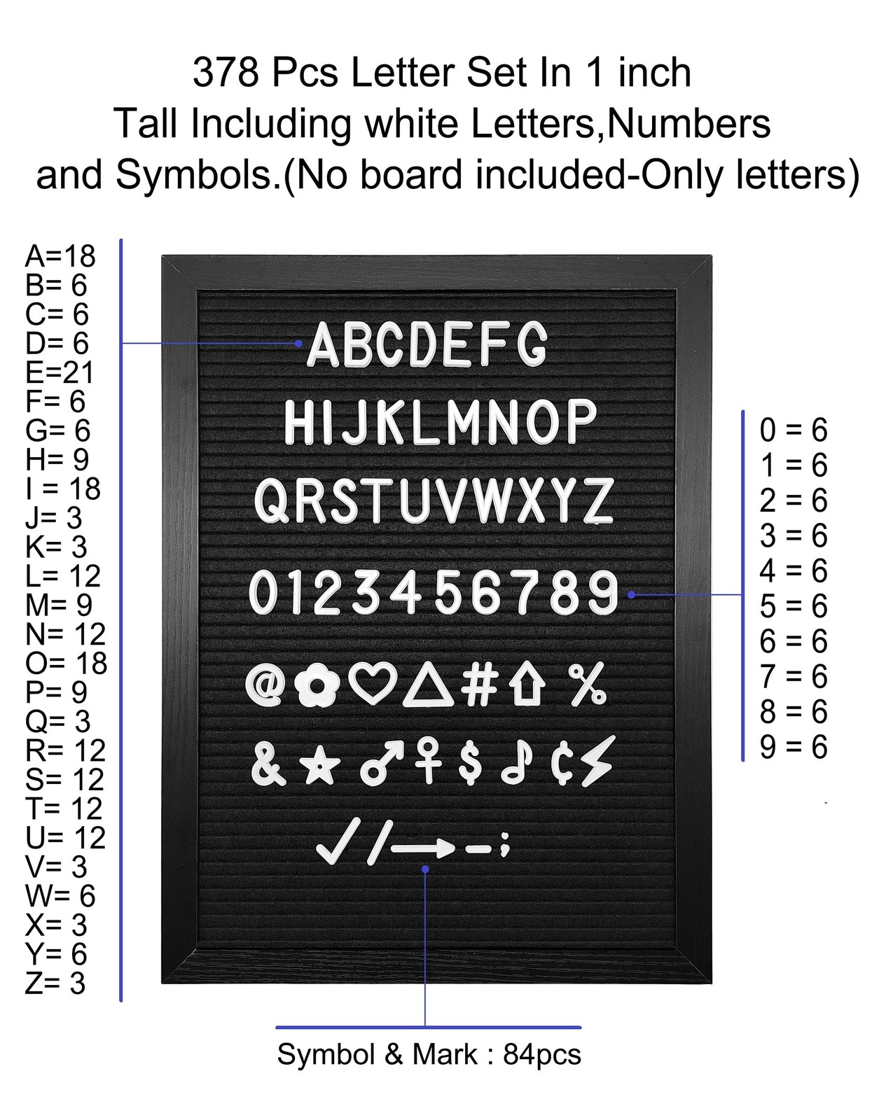 G GAMIT Felt Letter Board Letters Set – Pre-cut 1 Inch, Standard 1 Inch white