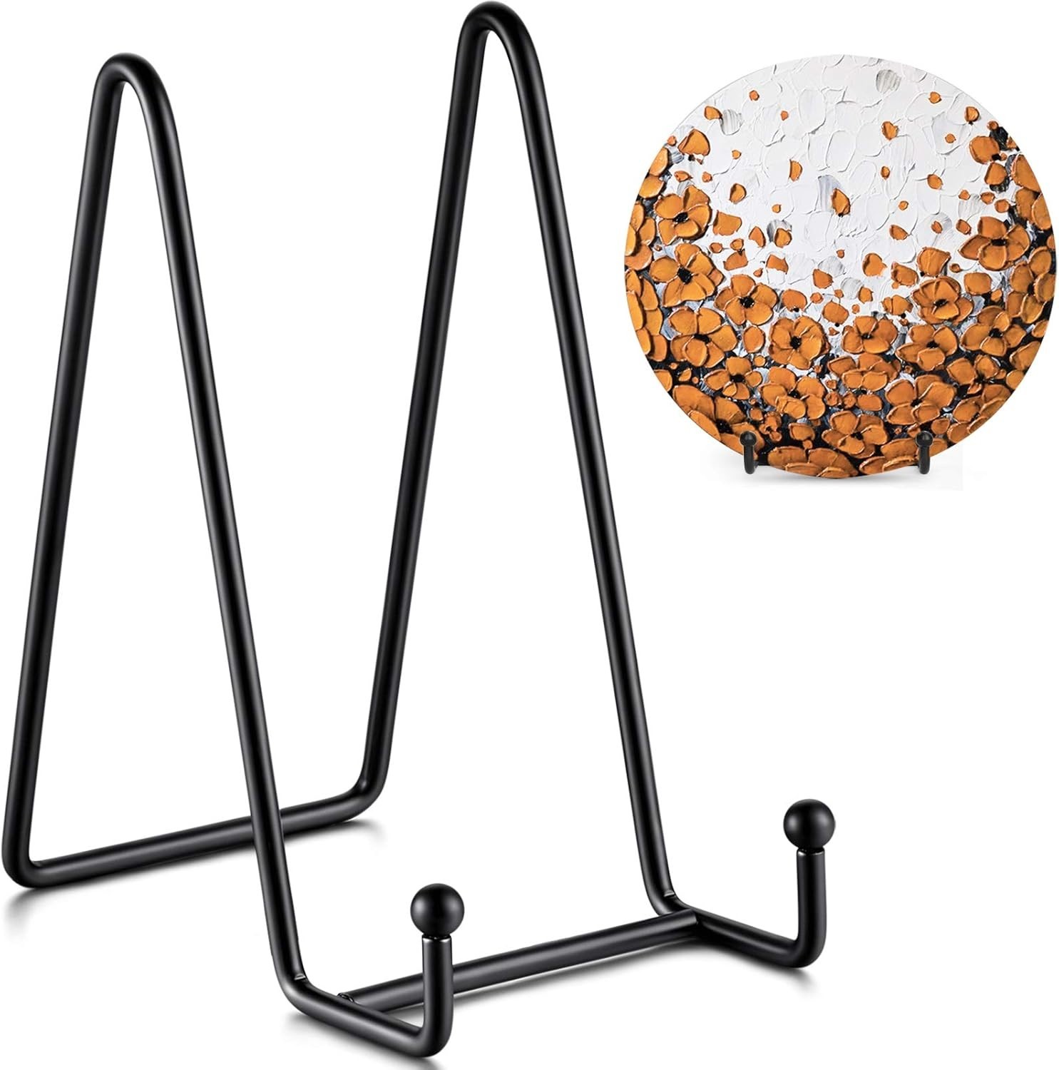 Versatile 6-Inch Decorative Plate Stand Pair – Matte Black Wrought Iron