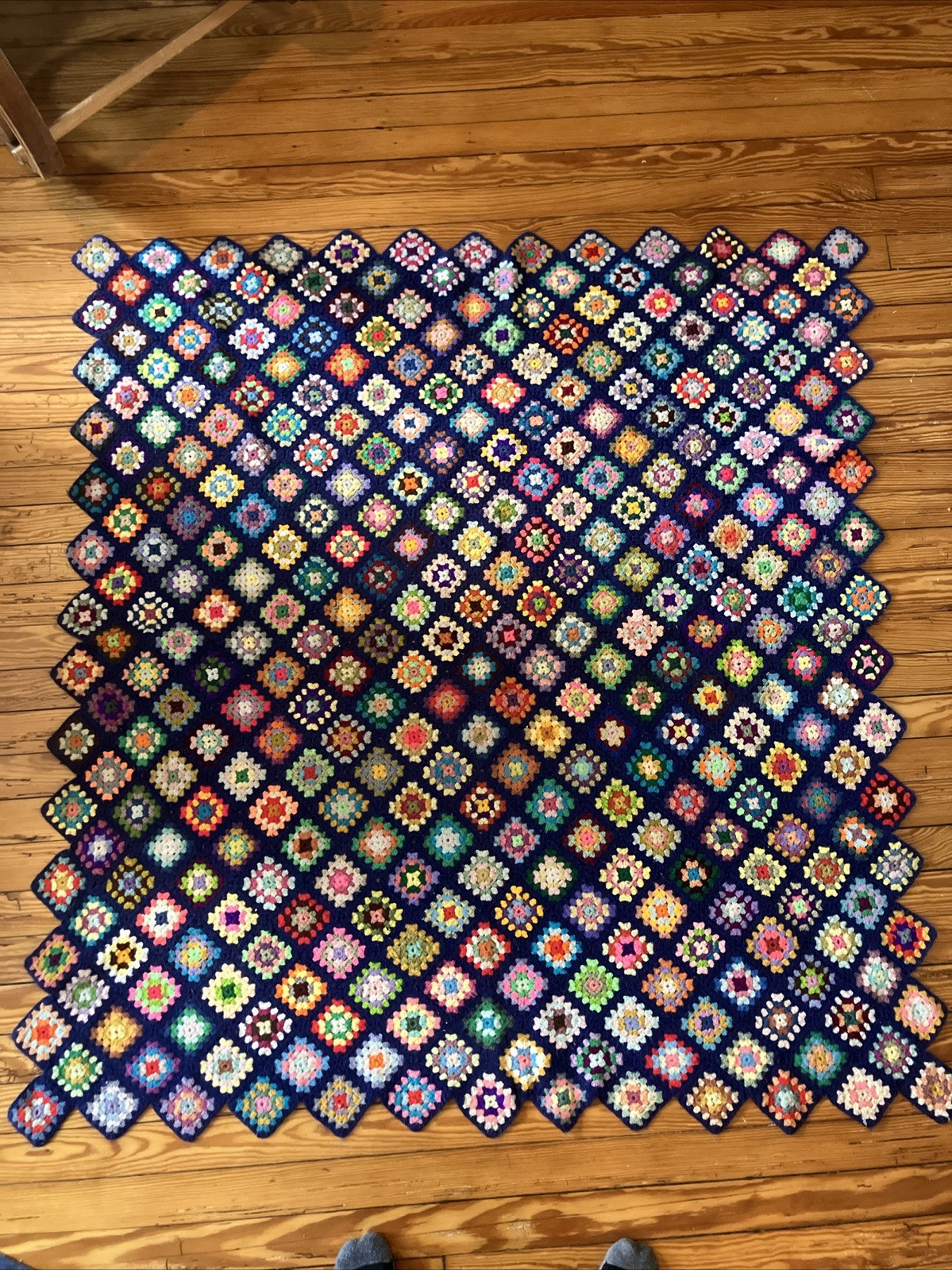 Vintage Granny Square Crochet Blanket 54X50