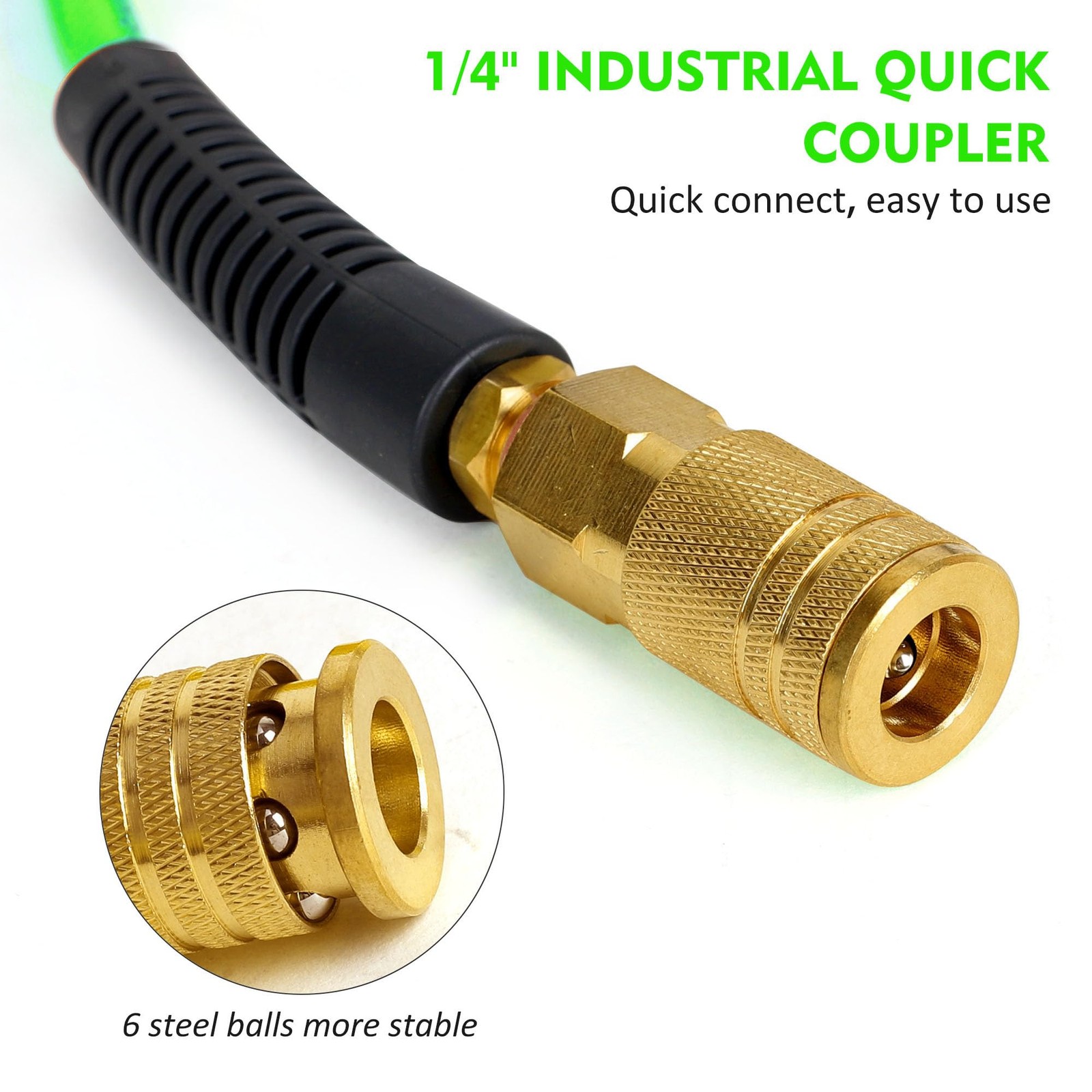Fypower Air Compressor Hose 1/4 Inch X 25 Feet Reinforced Polyurethane Pu Air