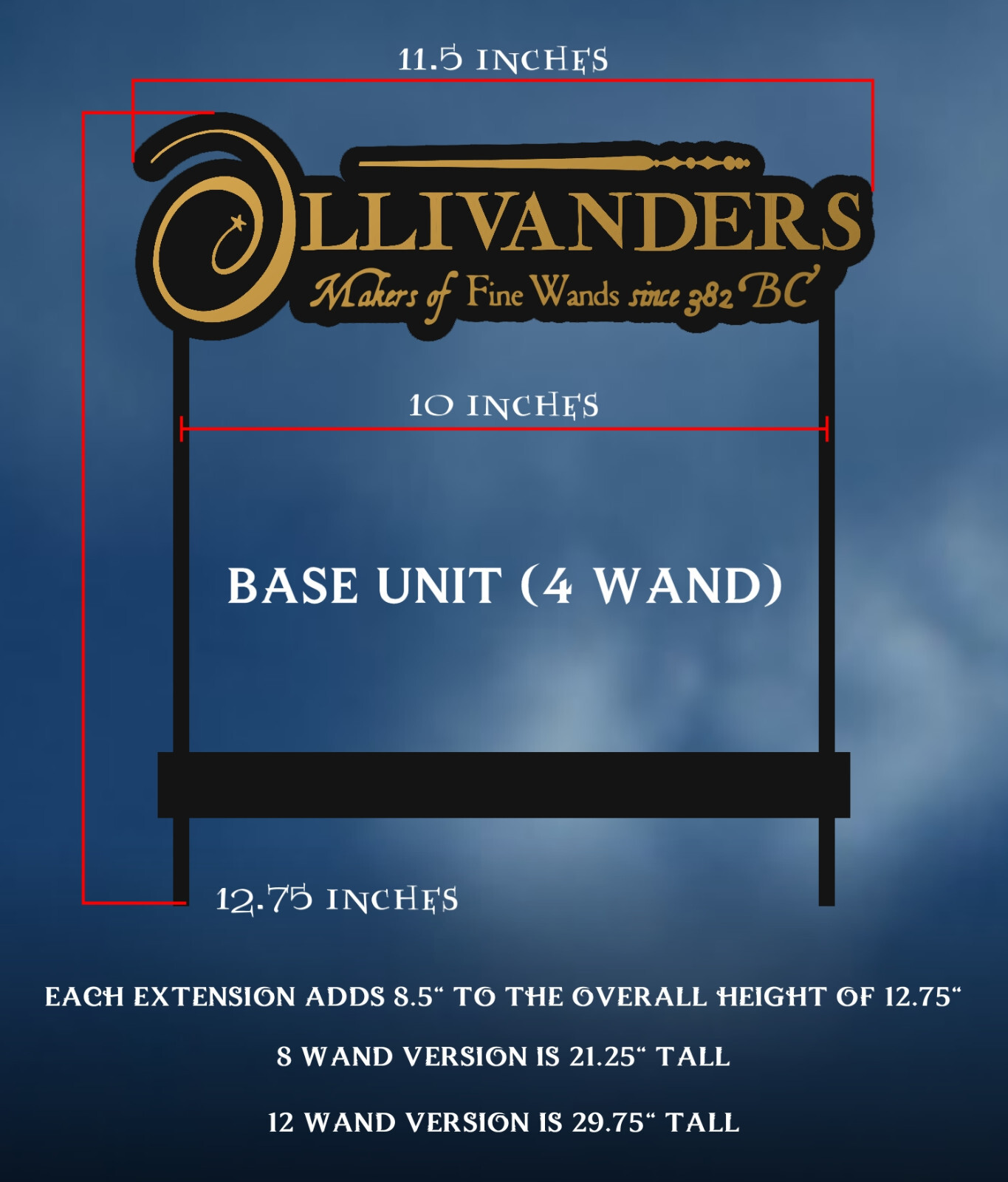 Harry Potter Ollivanders Shop Wall Mount Wand Display Rack Stand – Free Shipping