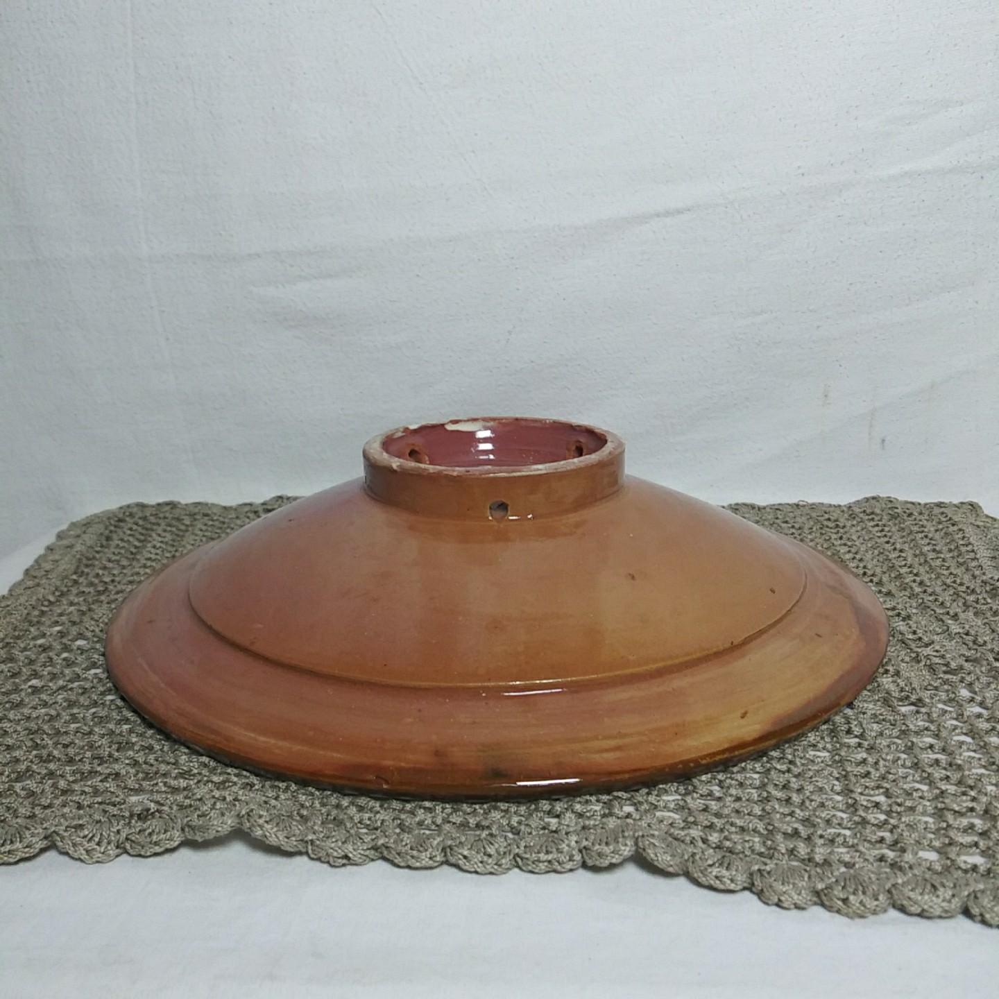 Moroccan Ceramic 10″ Serving Bowl Handmade Hanging Fruit Dish Yellow Monochrome