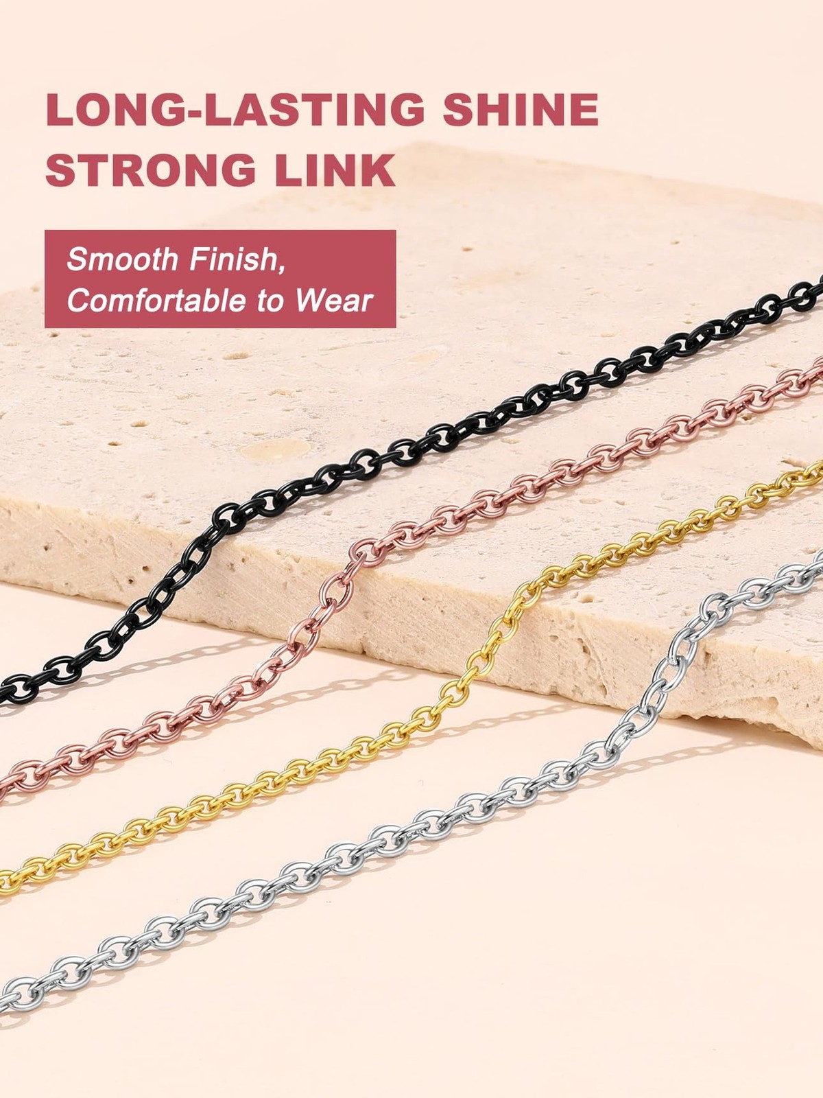 FOCALOOK Womens Chain Necklaces 1mm/1.4mm/2mm Cable Chain Necklace, 316L Stai…