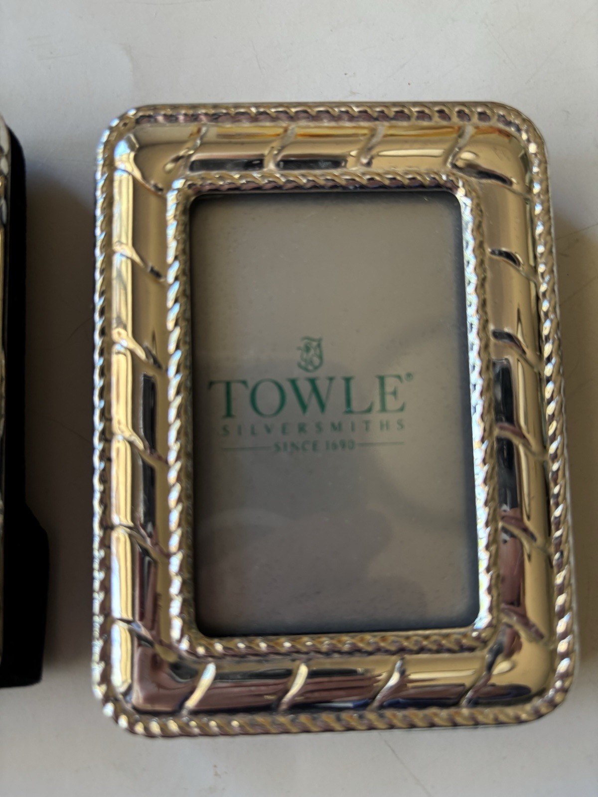 3 Mini 3x4in TOWLE Silversmiths Decorated Frames Black Velvet Back w/ Easl New