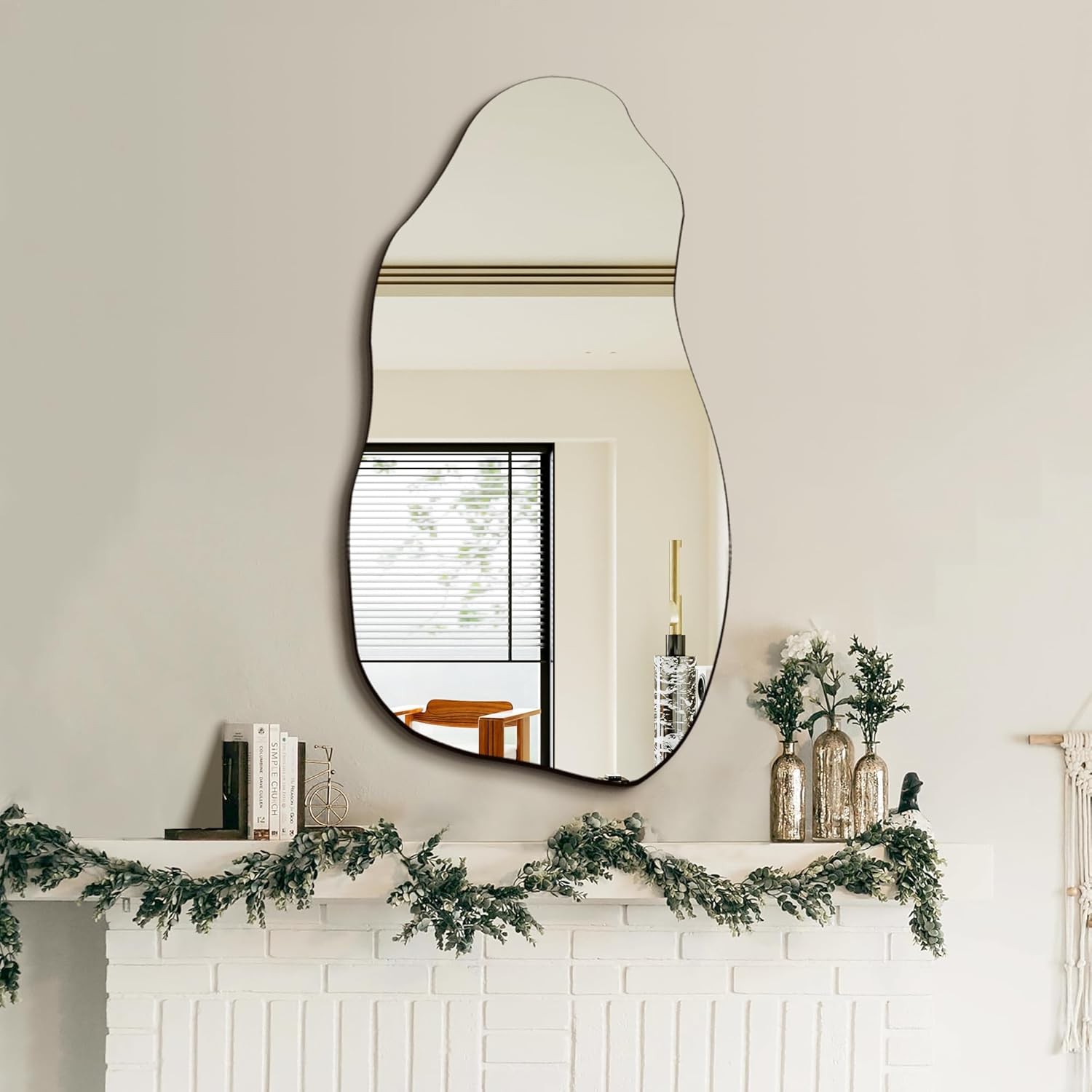 Irregular Asymmetrical Wall Mirror for Living Room Bathroom Entryway, Modern Dec