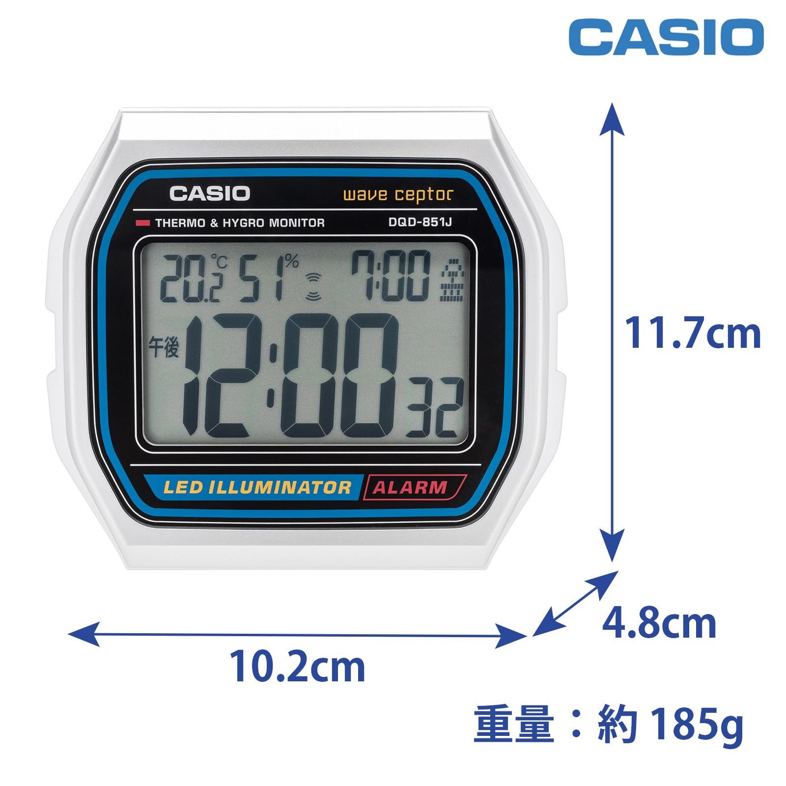 CASIO WAVE CEPTOR A158WA electric wave alarm clock DQD-851J-8JF Japan