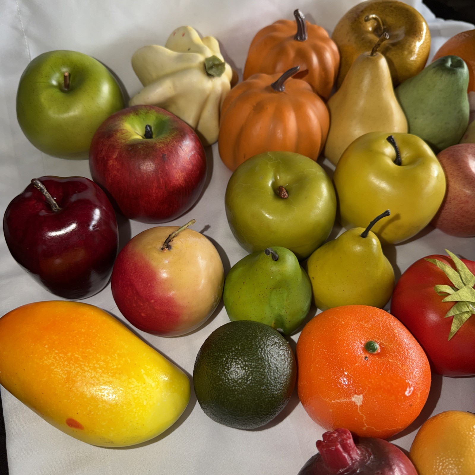 Lot of 40 Artificial Fruits & Vegetables, Faux Food Kitchen Decor Display