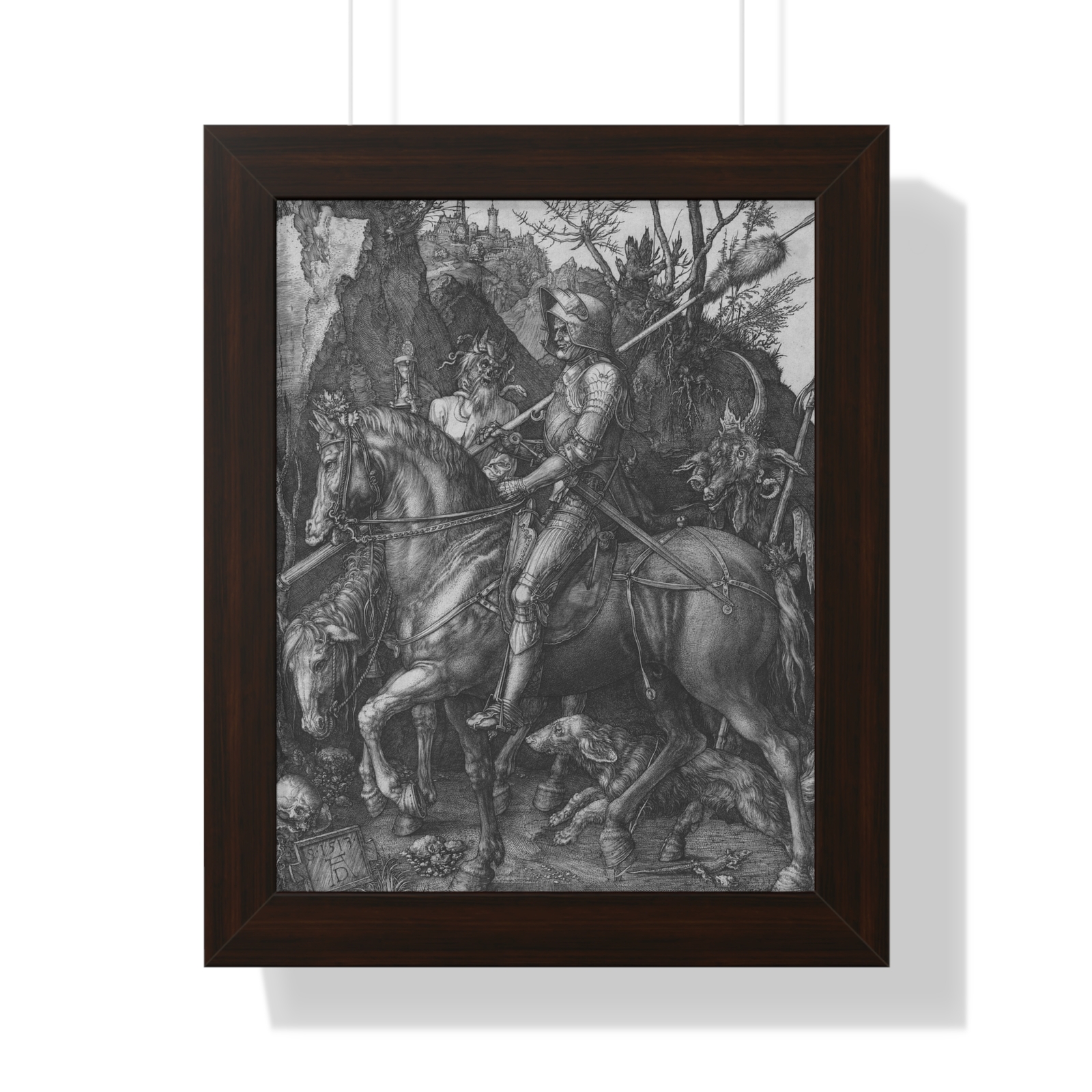 Knight, Death and the Devil Wall Art, Framed Vertical Poster, Wall Art
