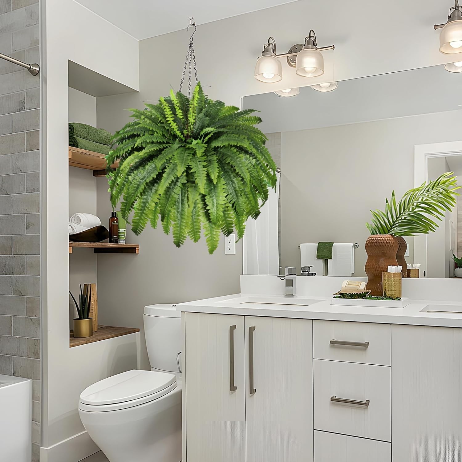 Large 51″ Artificial Ferns – 2 Pack Faux Greenery for Indoor/Outdoor Decor, Perf