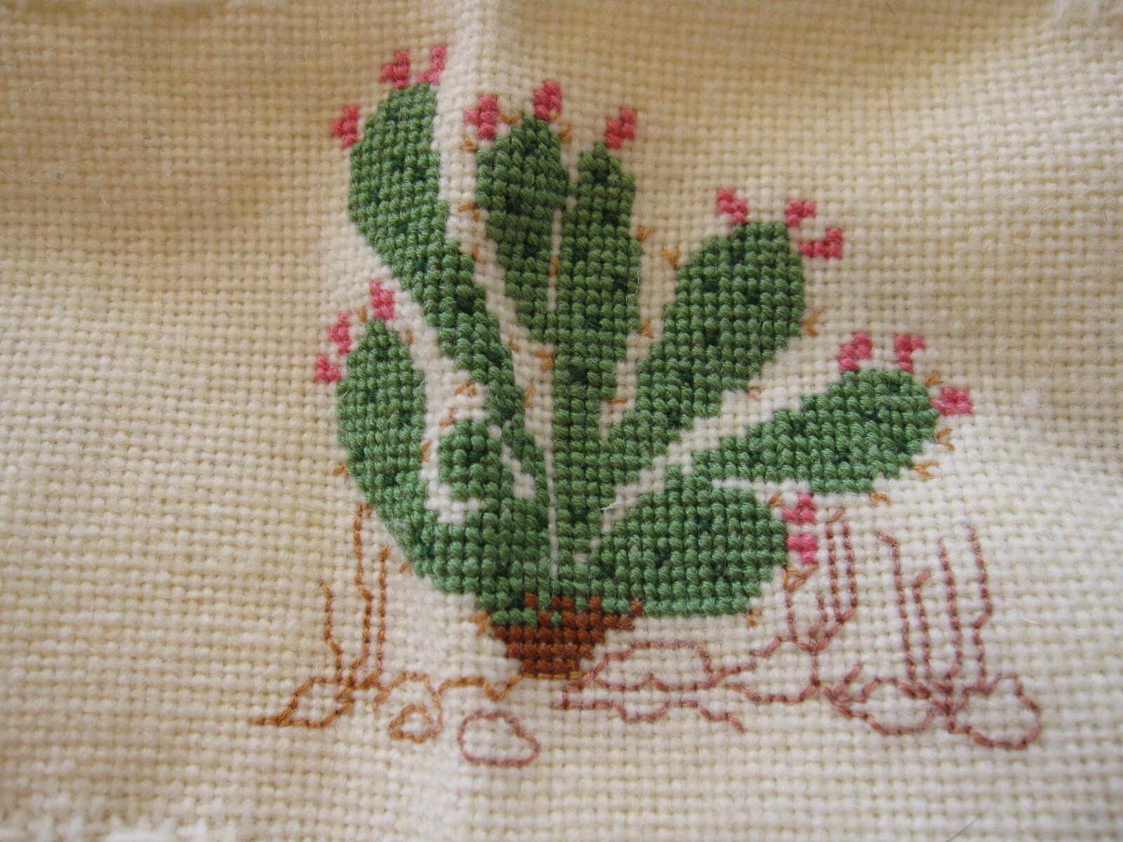 VTG 90s Handmade Needlepoint Blanket Southwest Motif Kachina Cactus Chihuahua