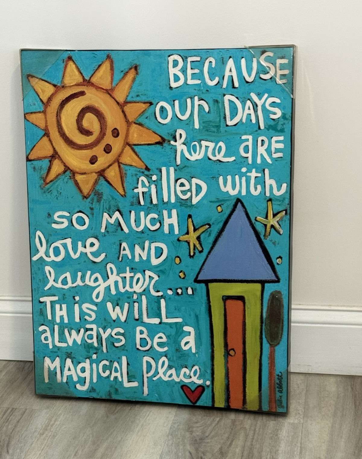 Inspirational Quote Wood Plaque Painted Blue White Whimsical Vertical Decor