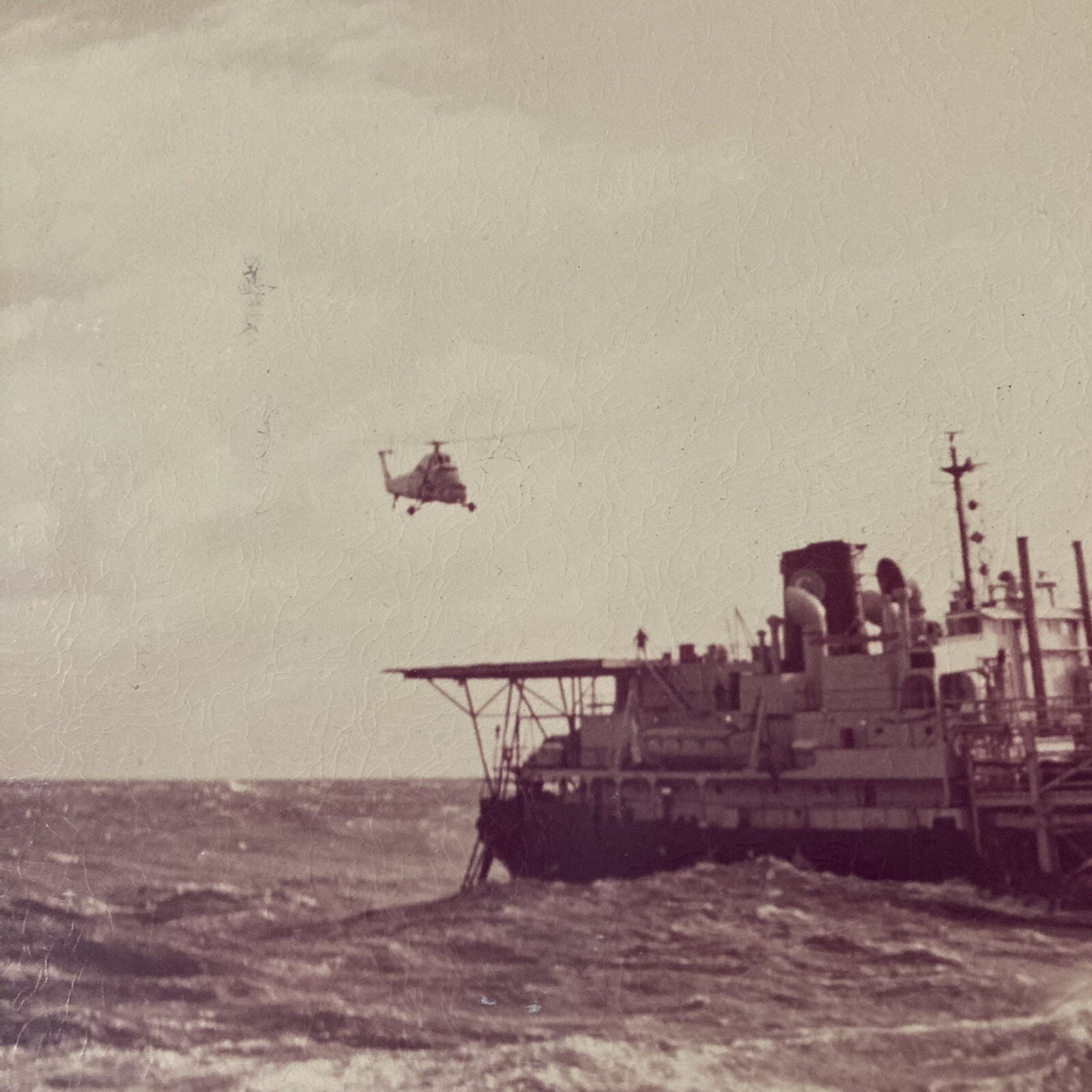 Glomar North Sea Photo Print 1972 Ore Carrying Vessel Offshore Drilling Vintage