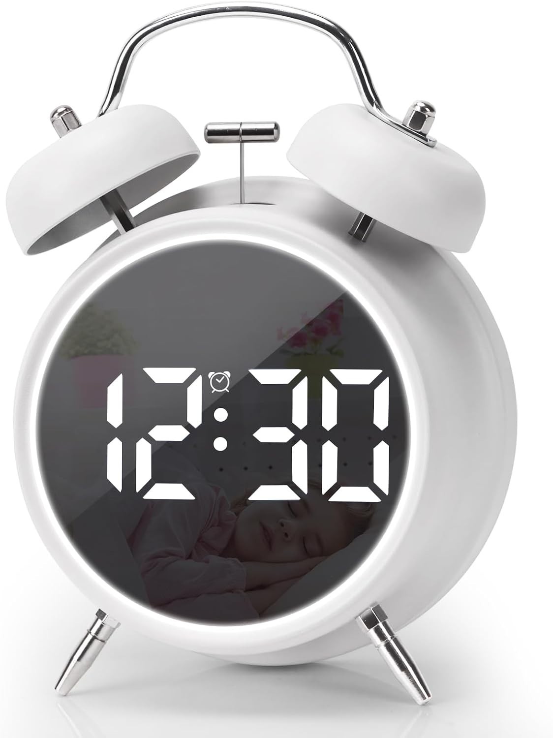 Digital Small Alarm Clock, 4.5 Inch Double Bell Electronic LED Alarm Clock, P…