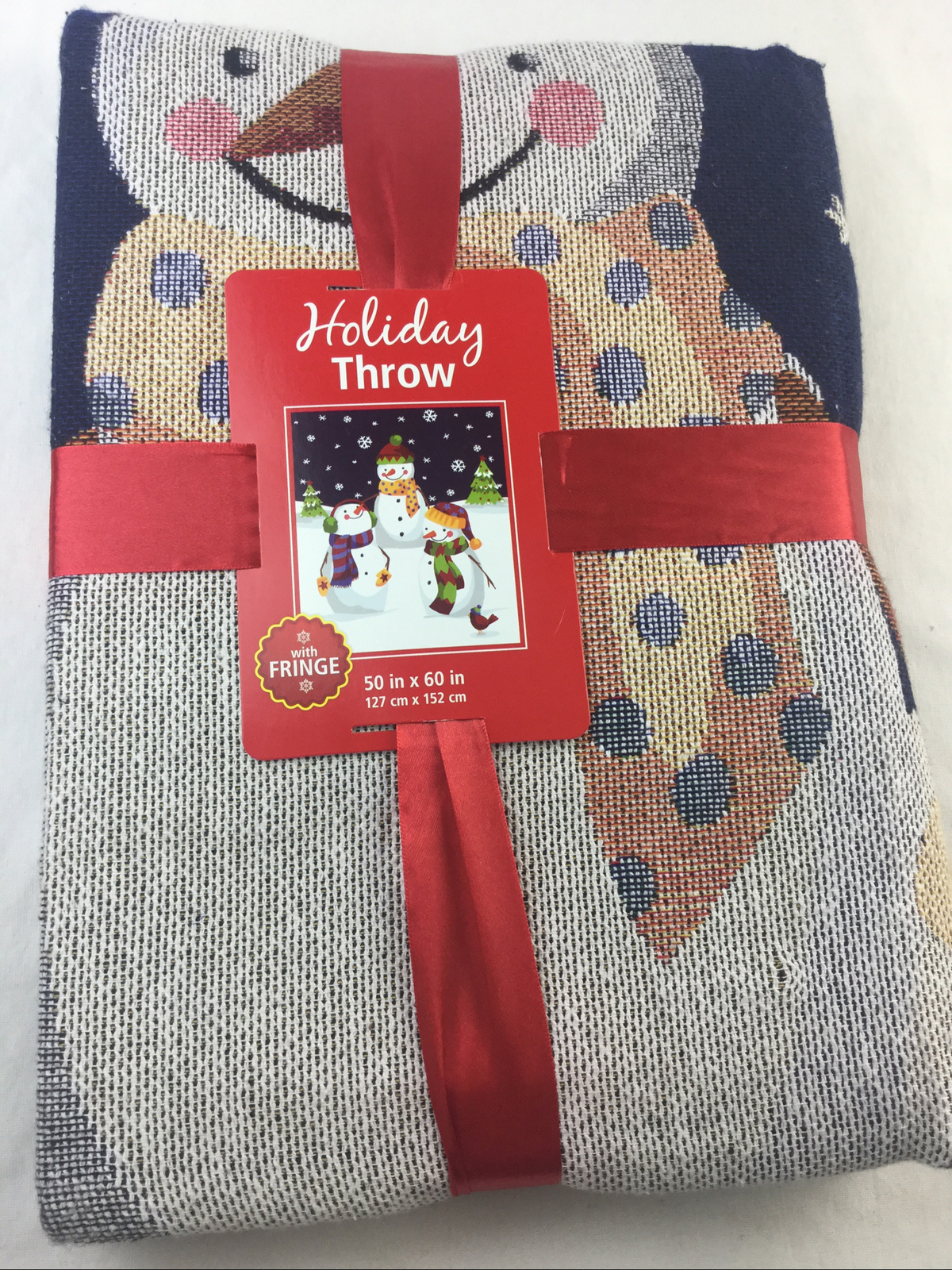 Cotton/Polyester Woven Blanket Throw Winter Scene Snowmen 50”x60” NWTS