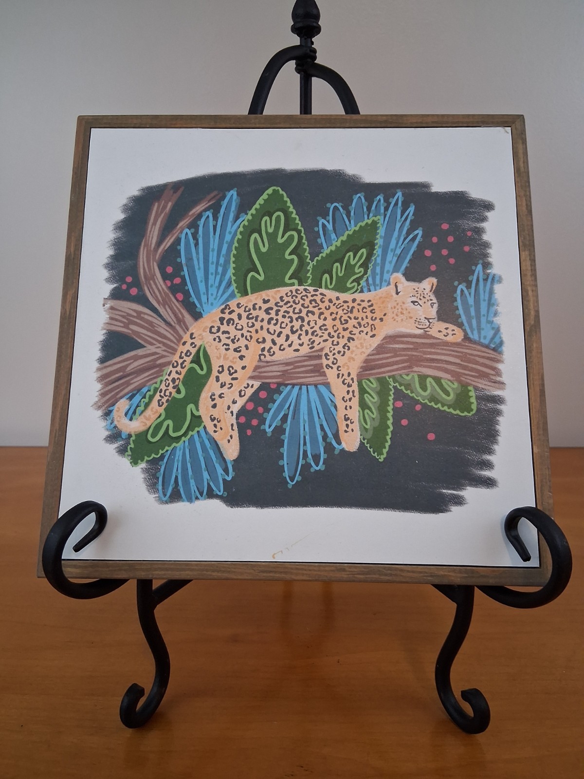 Square Leopard Animal Print Wood Picture Frame Brown Modern Less Than 10×10 in