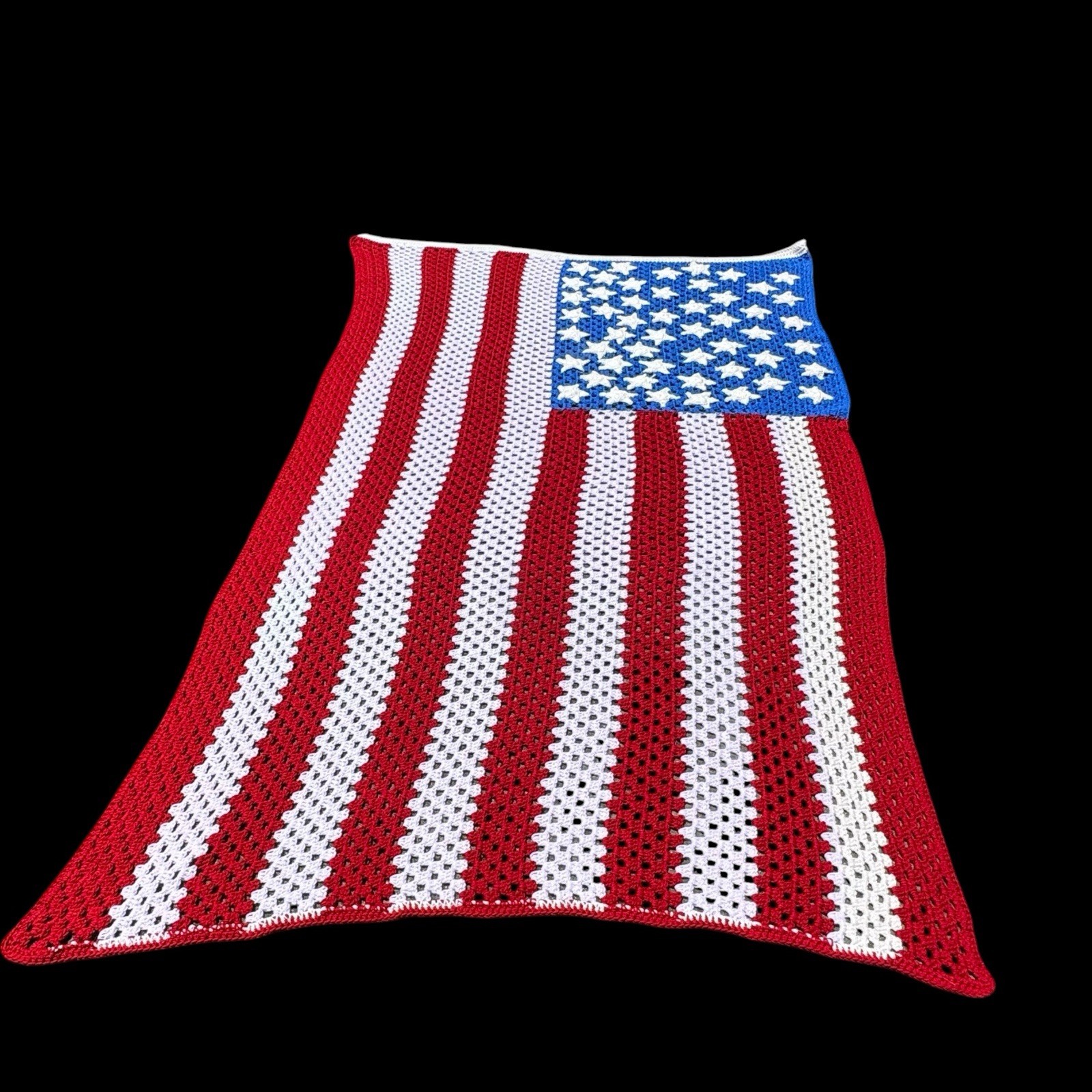 American Flag Afghan Granny Throw Blanket Handmade Crochet Patriotic USA July 4