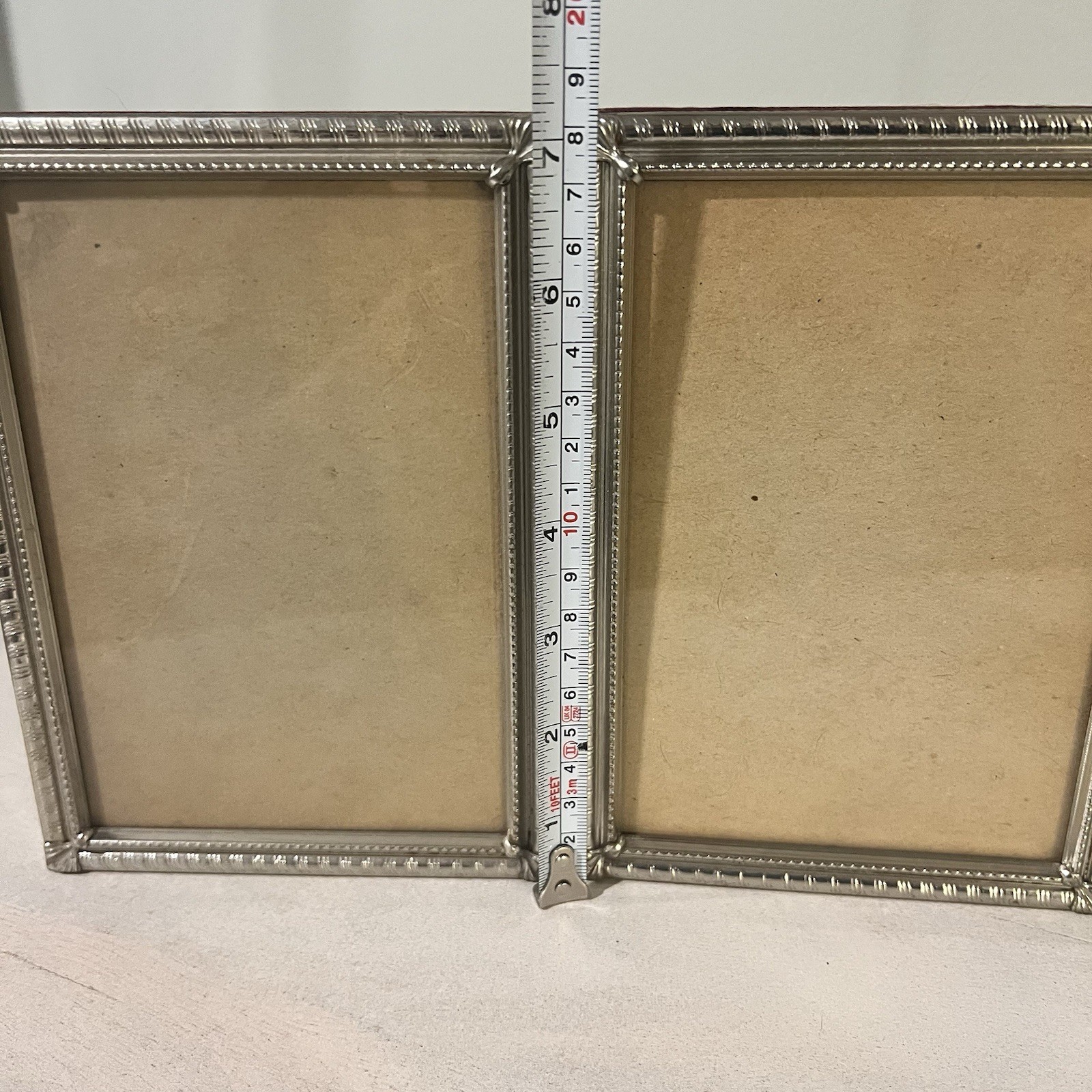Vintage Picture Frame Silver Tone Metal Double Folding Standing 5″X 7″ Ornate