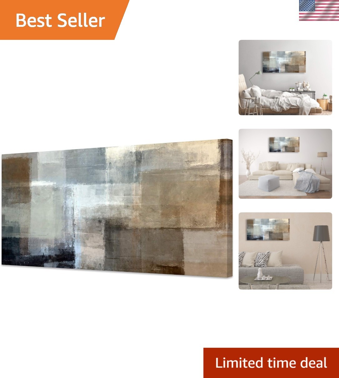 Stretched Abstract Canvas Art 20x40inch – Perfect for Living Rooms