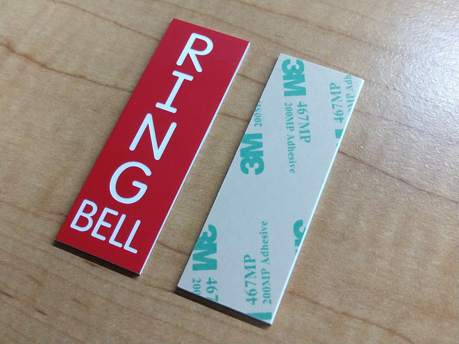 Vertical 3″ tall RING BELL Red Engraved Doorbell Sign Plaque Plate with Adhesive