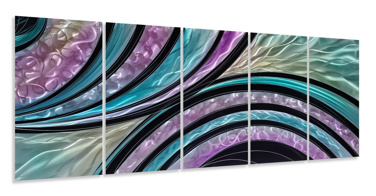 Colorful Aluminum 3D Abstract Wall Sculpture – Set of 5 Pieces