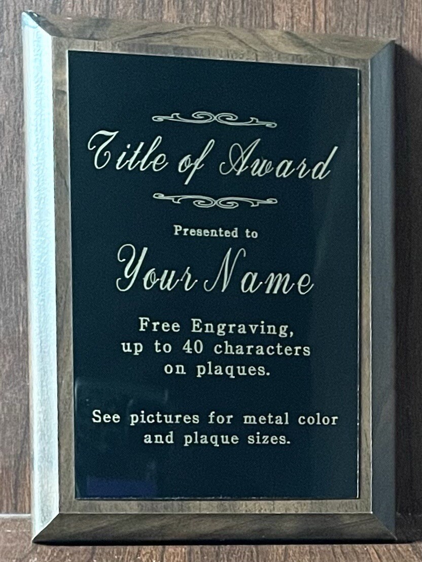 7×9 Custom Plaque Award. (see Pictures For Metal Color Options)
