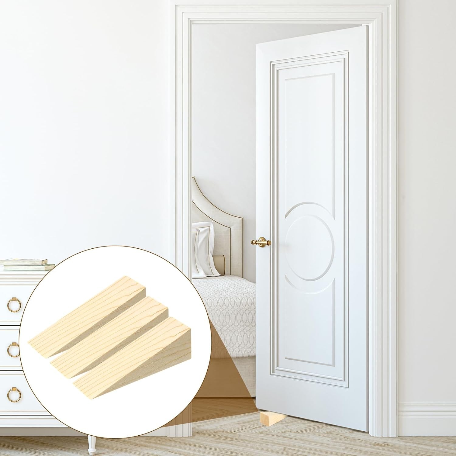 6 Pcs Wooden Door Stopper Wedge Non Slip Firefighter Wood Door Stopper Wedge for