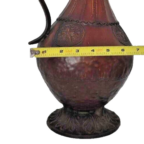 Metal Vase 15 Inches Tall – Middle Eastern – Pitcher Style – Heavy Metal Base