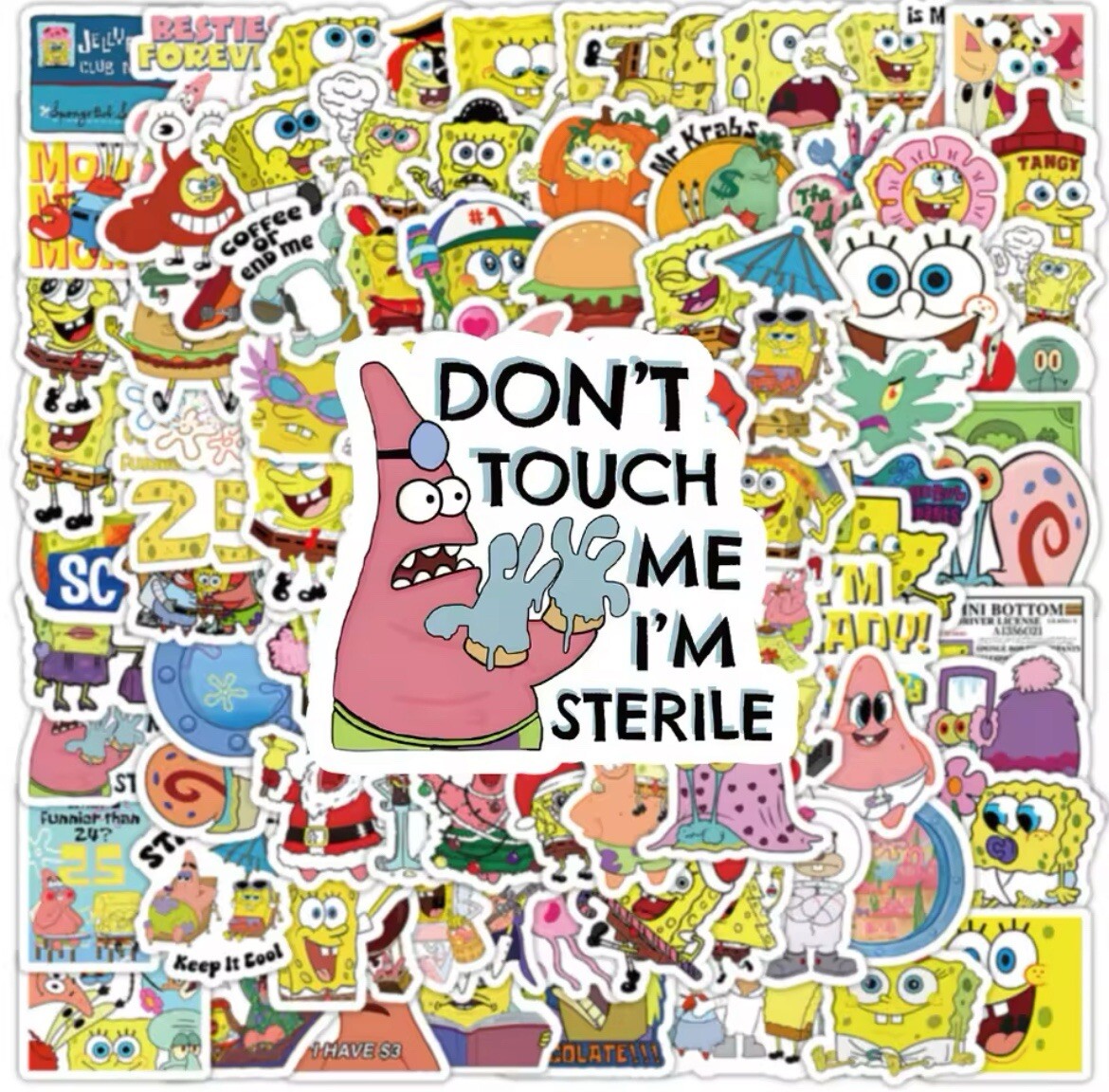 Square Sponge Cartoon MINI Stickers 100pk Assorted Fun Characters FREE SHIPPING