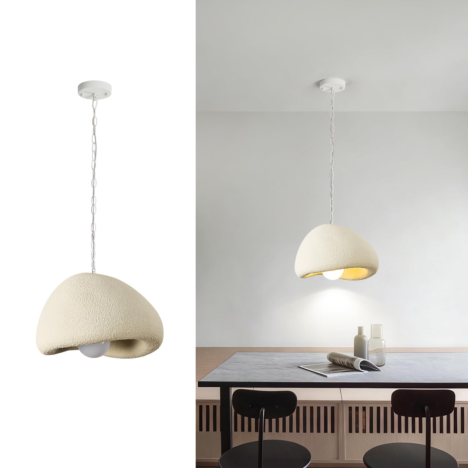 Wabi Sabi Pendant Lights,9.8in White Modern Pendant Light Resin Hanging Lamp …