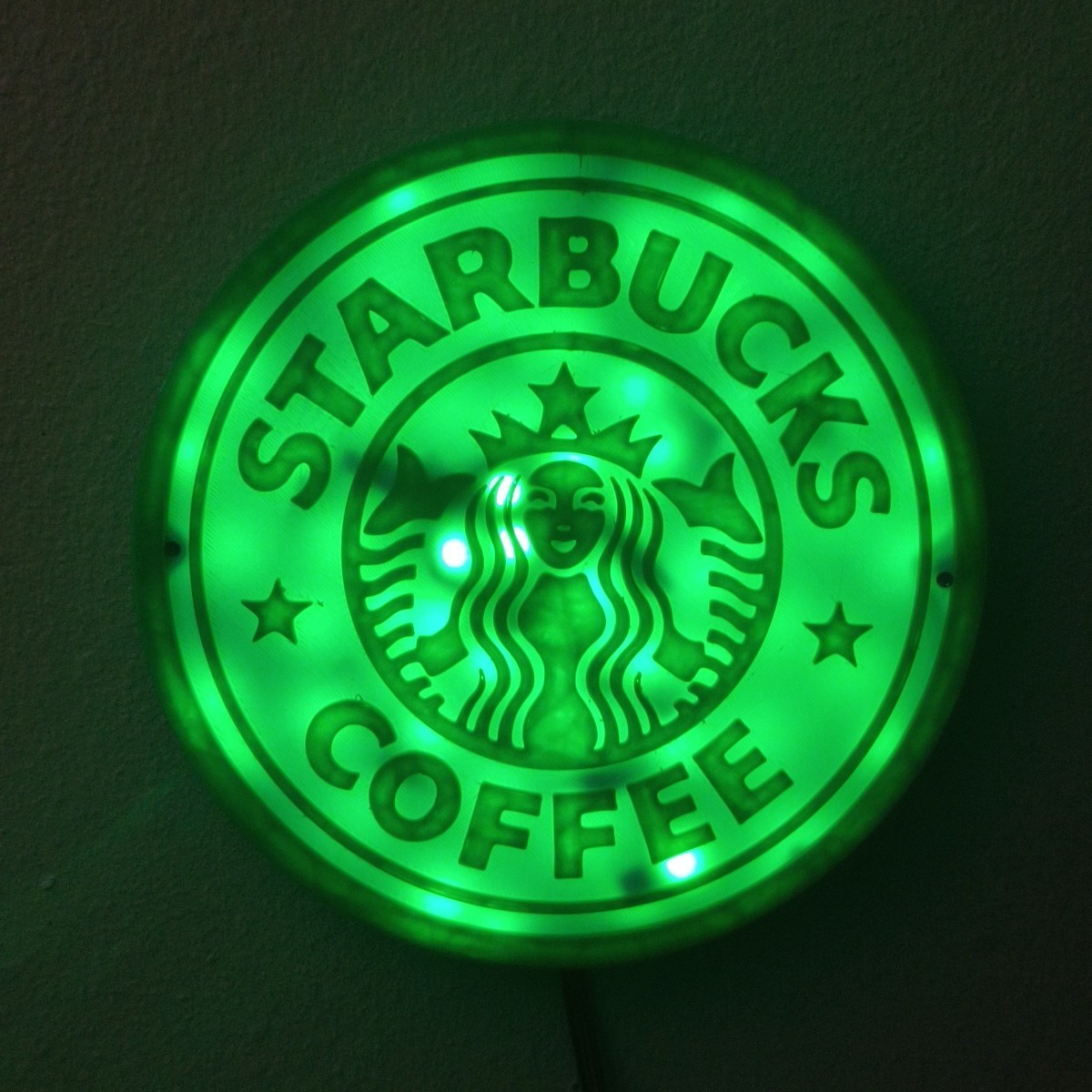 3D Printed Starbucks RGB LED 8-Inch Sign With Remote control wall decor lamp