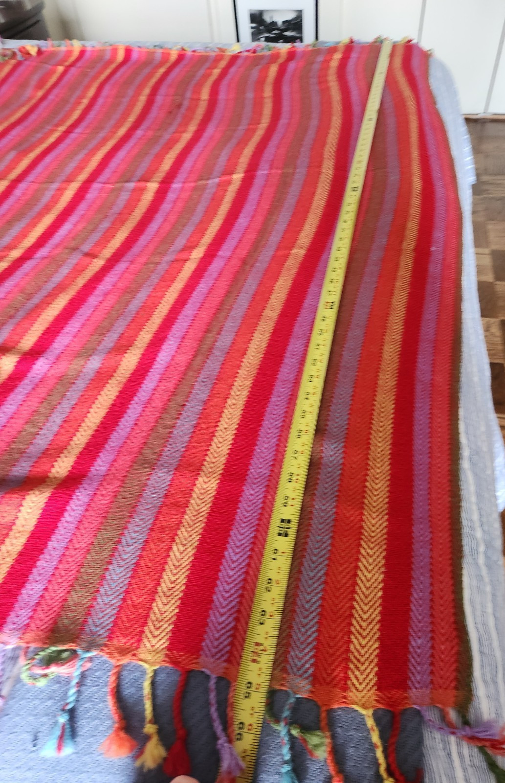 SOL Alpaca Peru 100% Baby Alpaca Throw Blanket Multicolor Herringbone Fringe