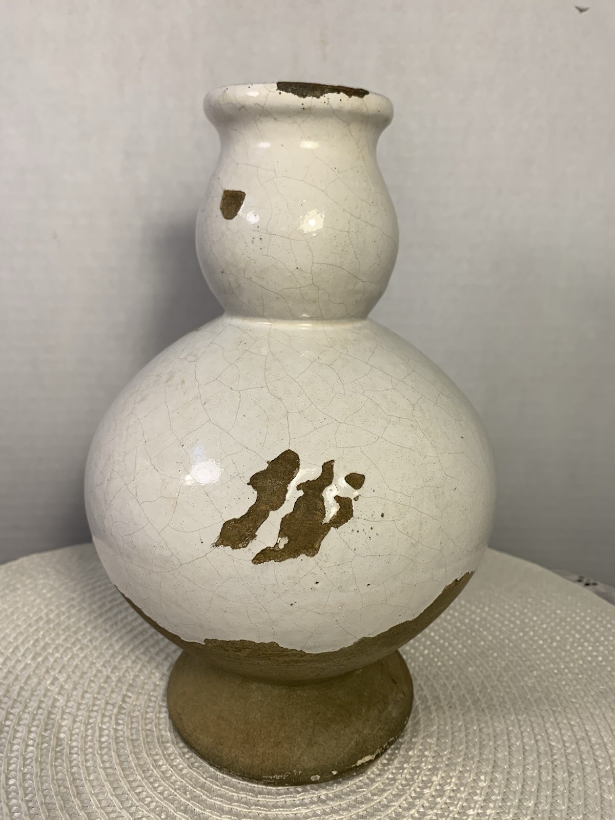 Pottery Barn Tuscan Glazed Terracotta Rustic Distressed 9.5” Vase