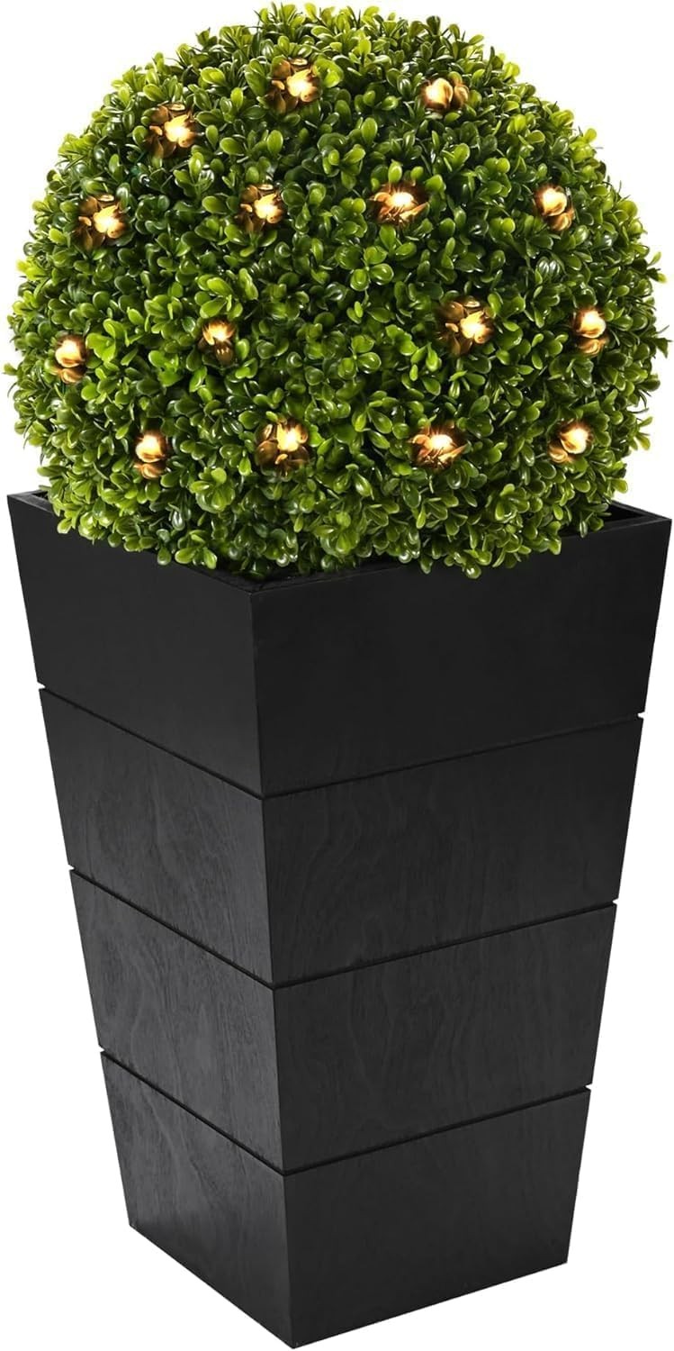 29in Artificial Plants with LED Lights,Artificial Boxwood Topiary Trees