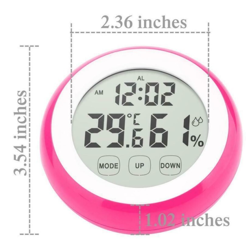 Digital Thermometer Clock, Temperature Humidity Monitor Alarm Clock Touch Screen