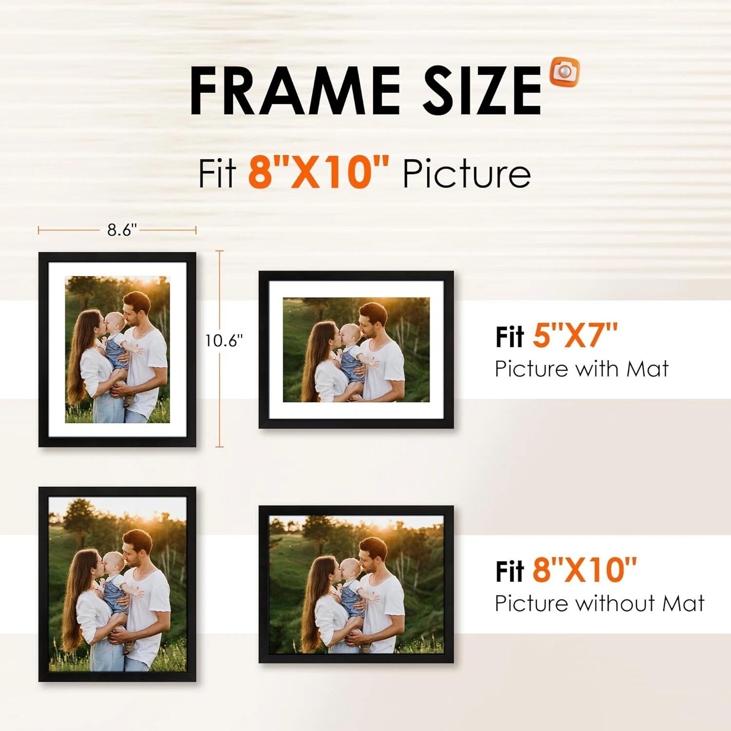 8×10 Picture Frame 1 Pack, Photo Frame with HD Plexiglass, Display Pictures