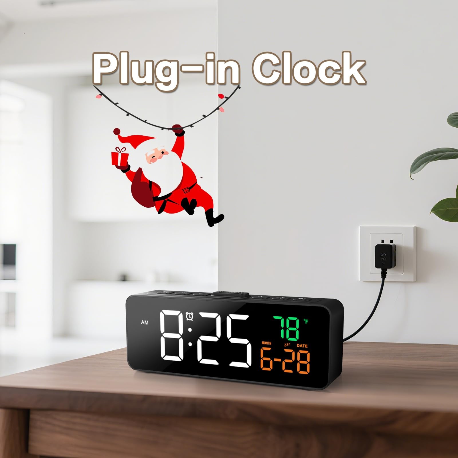 3-in-1 Digital Clocks for Living Room with Temperature, Date & Time Display -…
