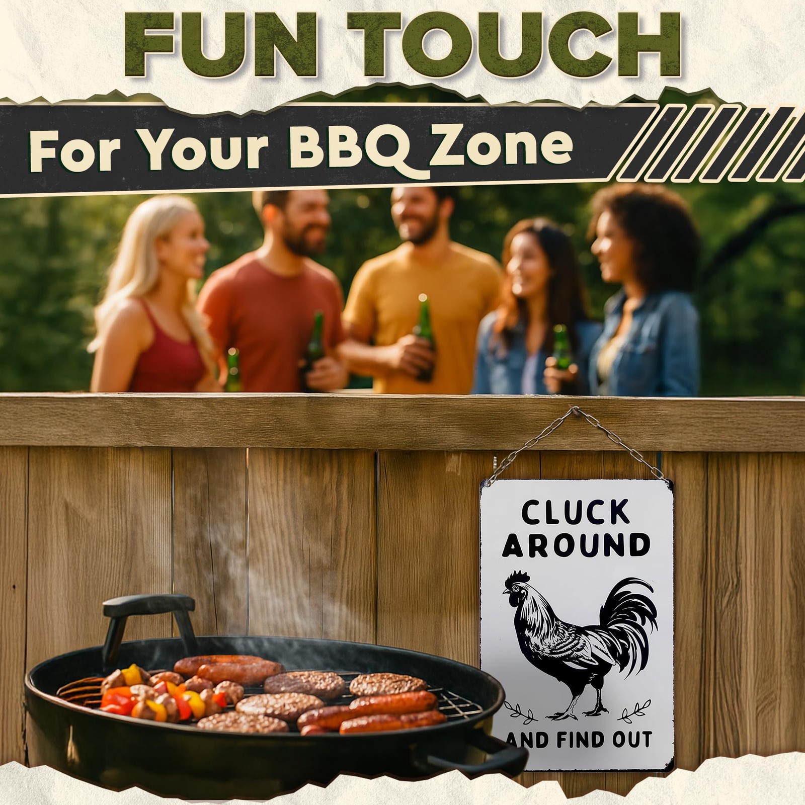 Cluck Around and Find Out Sign – 12 x 8 inch Funny 12 x 8 inches, Chiken smt2